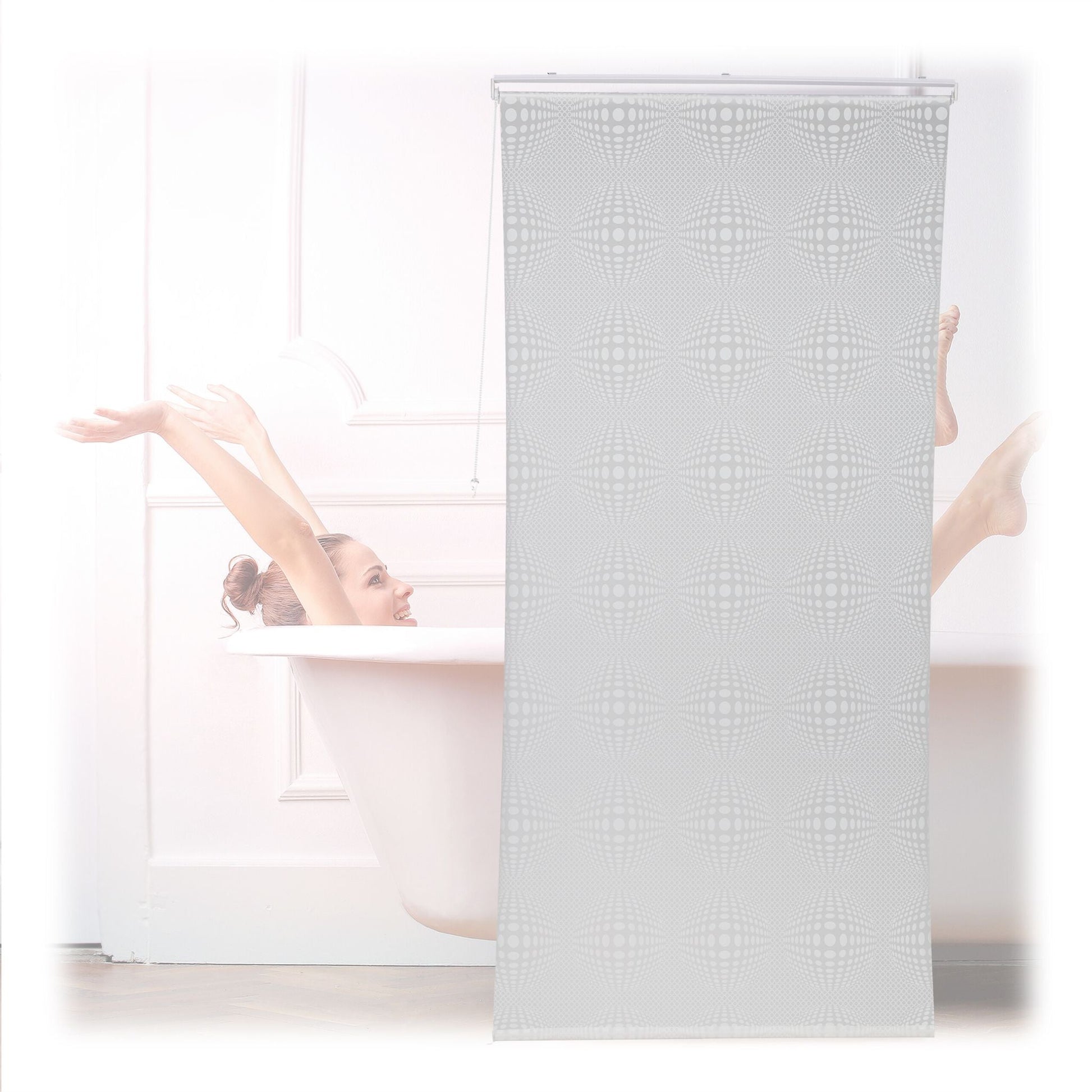 Gemustertes Duschrollo Weiss-Transparent von Relaxdays