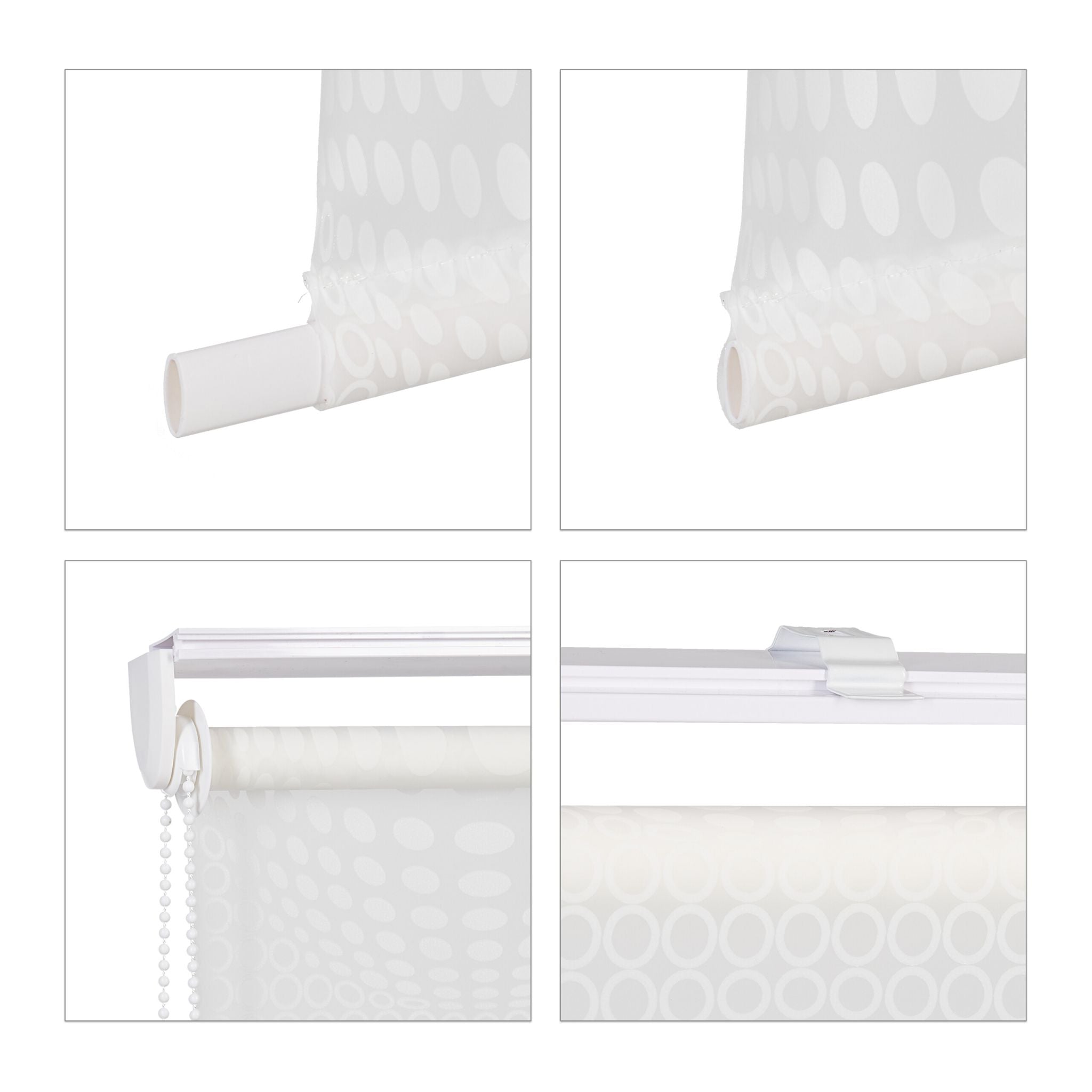 Gemustertes Duschrollo Weiss-Transparent von Relaxdays