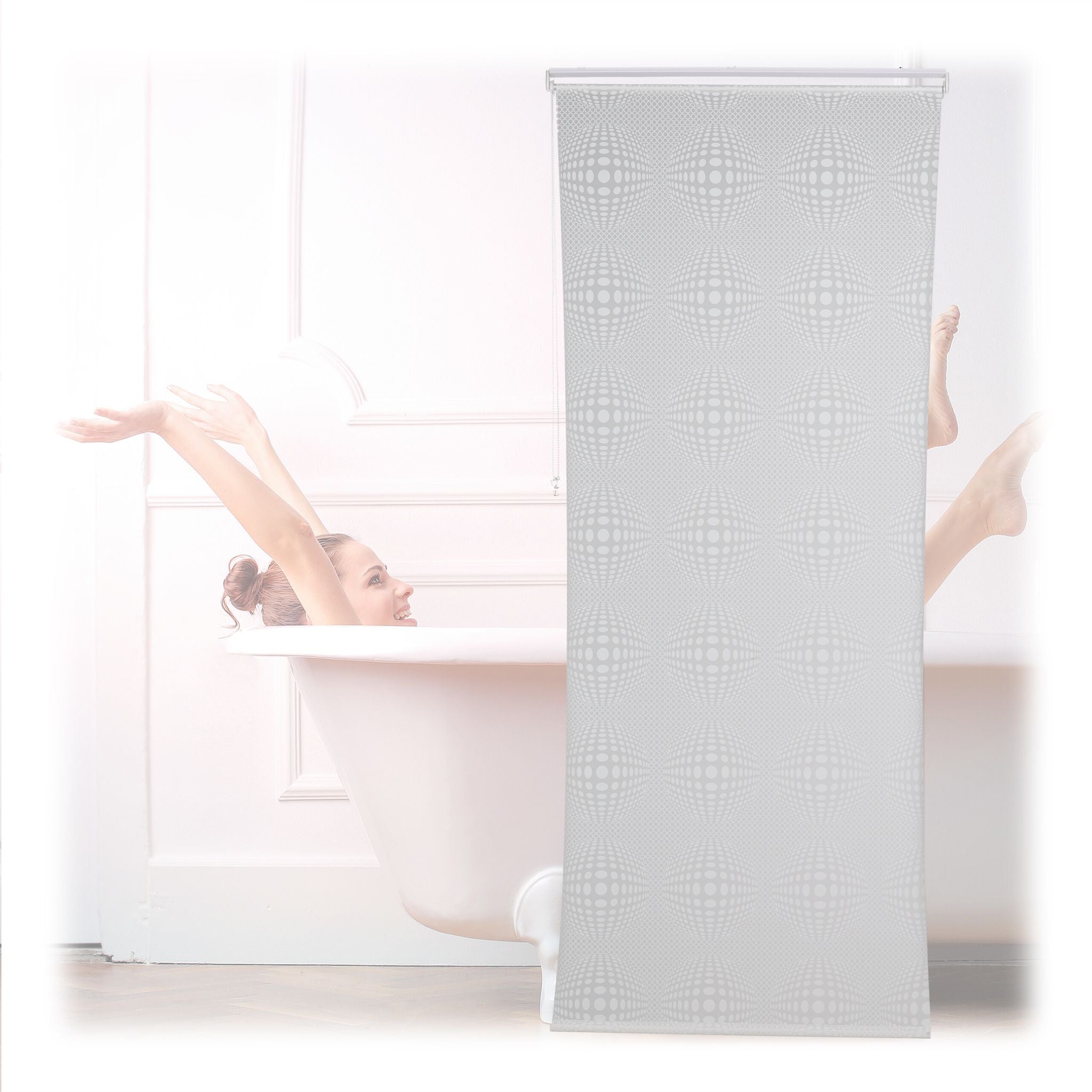Gemustertes Duschrollo Weiss-Transparent von Relaxdays