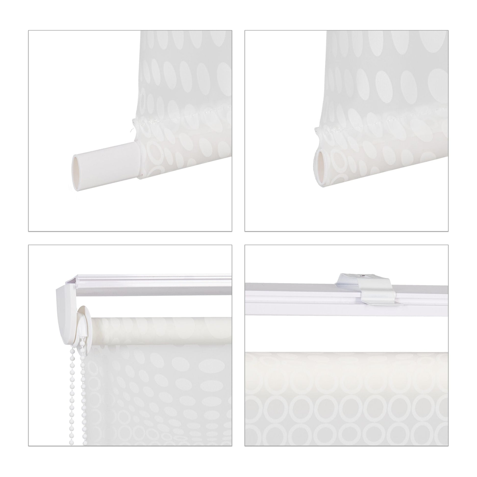 Gemustertes Duschrollo Weiss-Transparent von Relaxdays