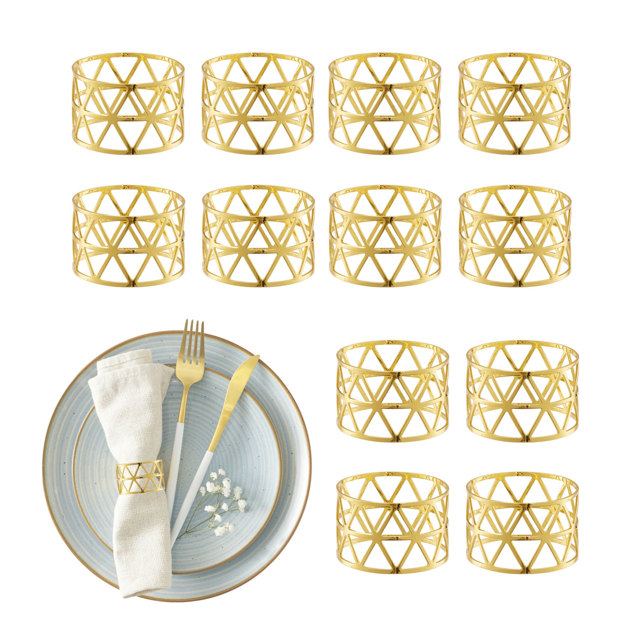 Serviettenringe 12er-Set Gold von Relaxdays