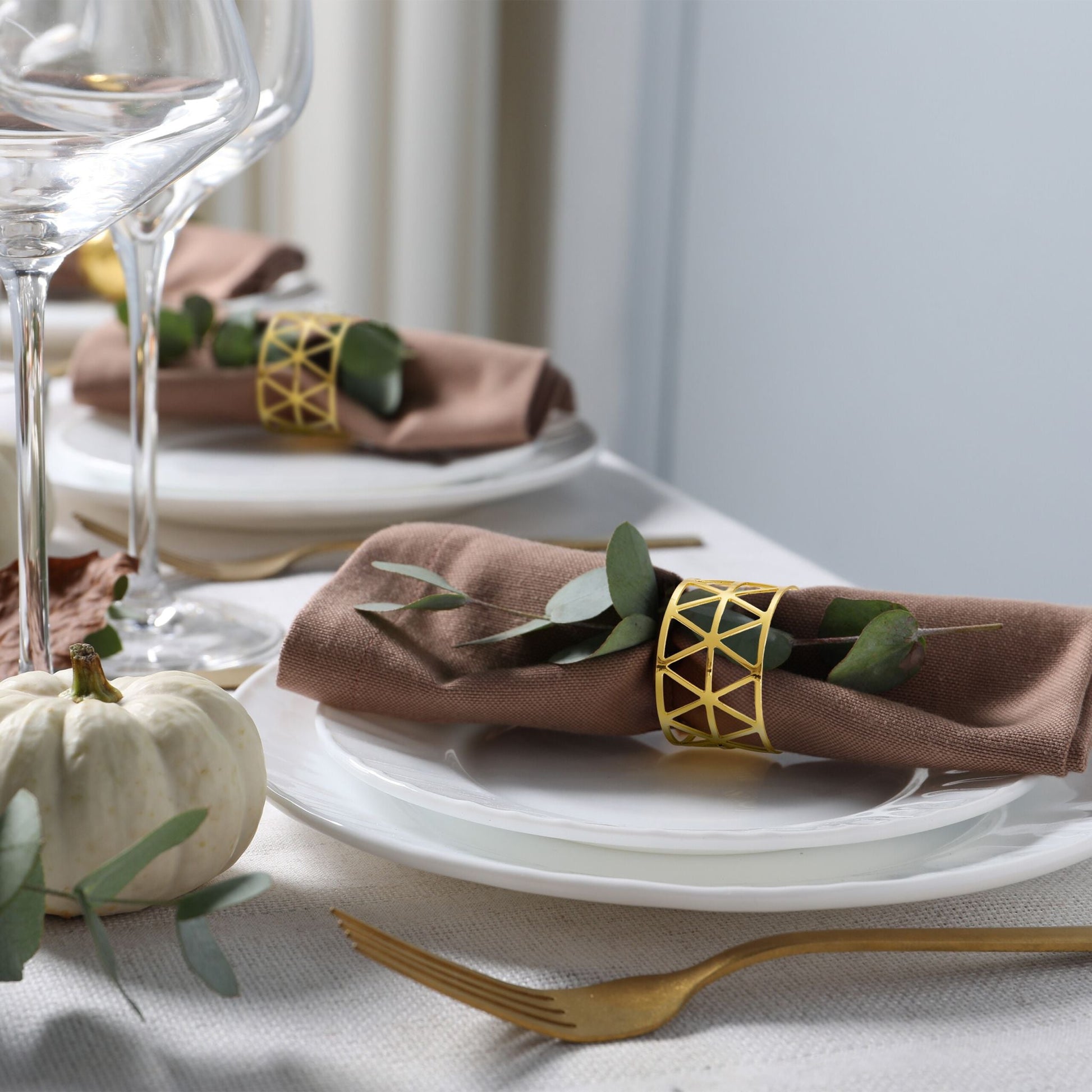 Serviettenringe 12er-Set Gold von Relaxdays