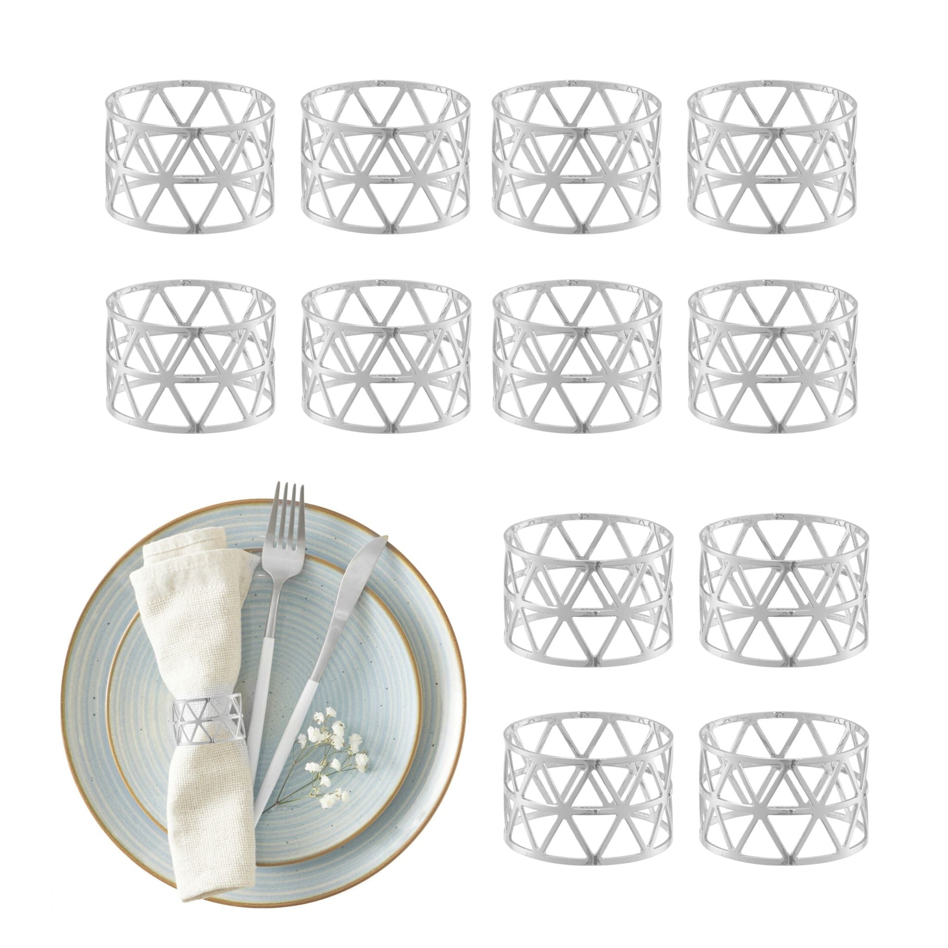 Serviettenringe 12er-Set Silber von Relaxdays