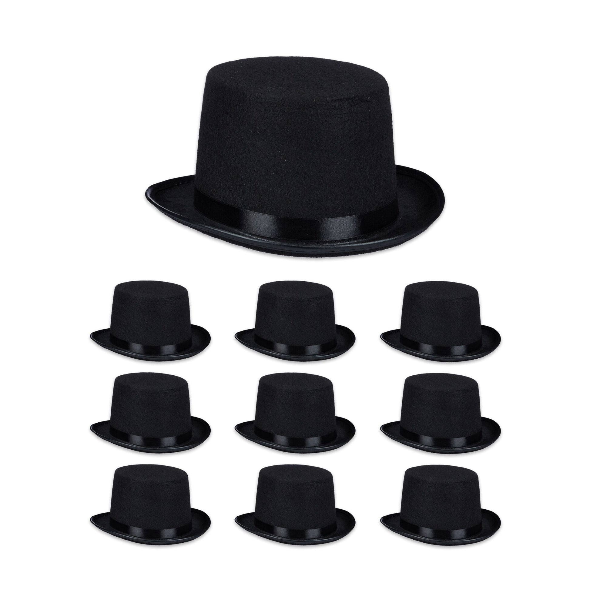 Zylinder Hut 10er-Set Schwarz von Relaxdays