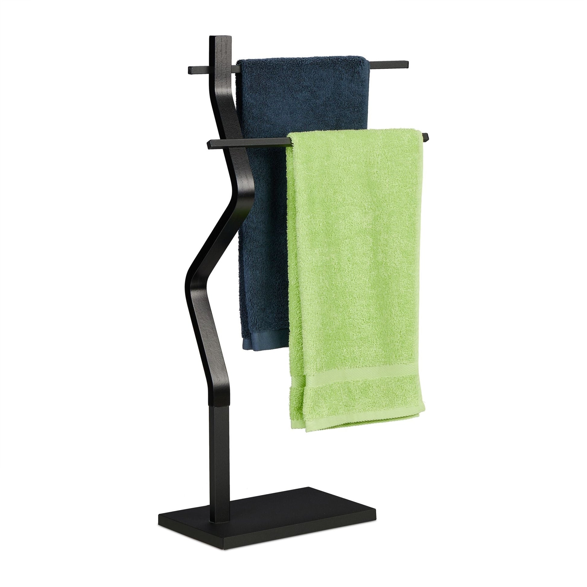 Handtuchständer mit geknicktem Design Schwarz von Relaxdays