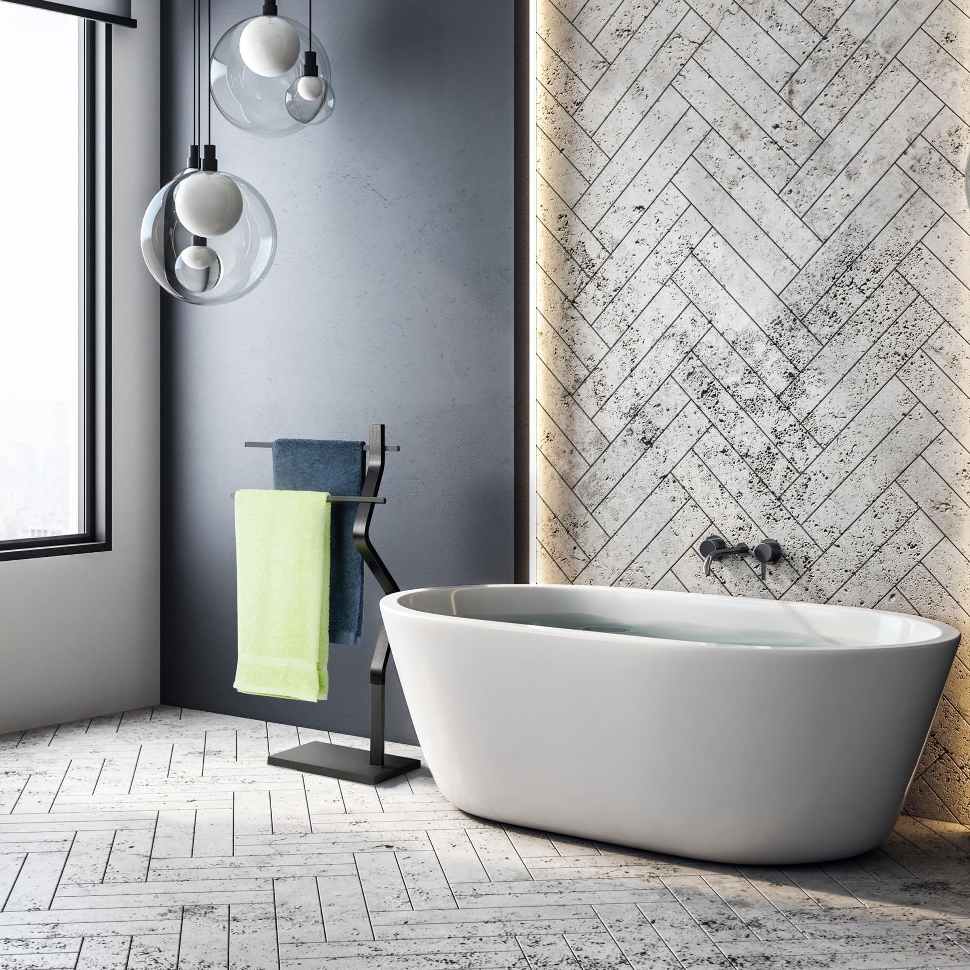 Handtuchständer mit geknicktem Design Schwarz von Relaxdays