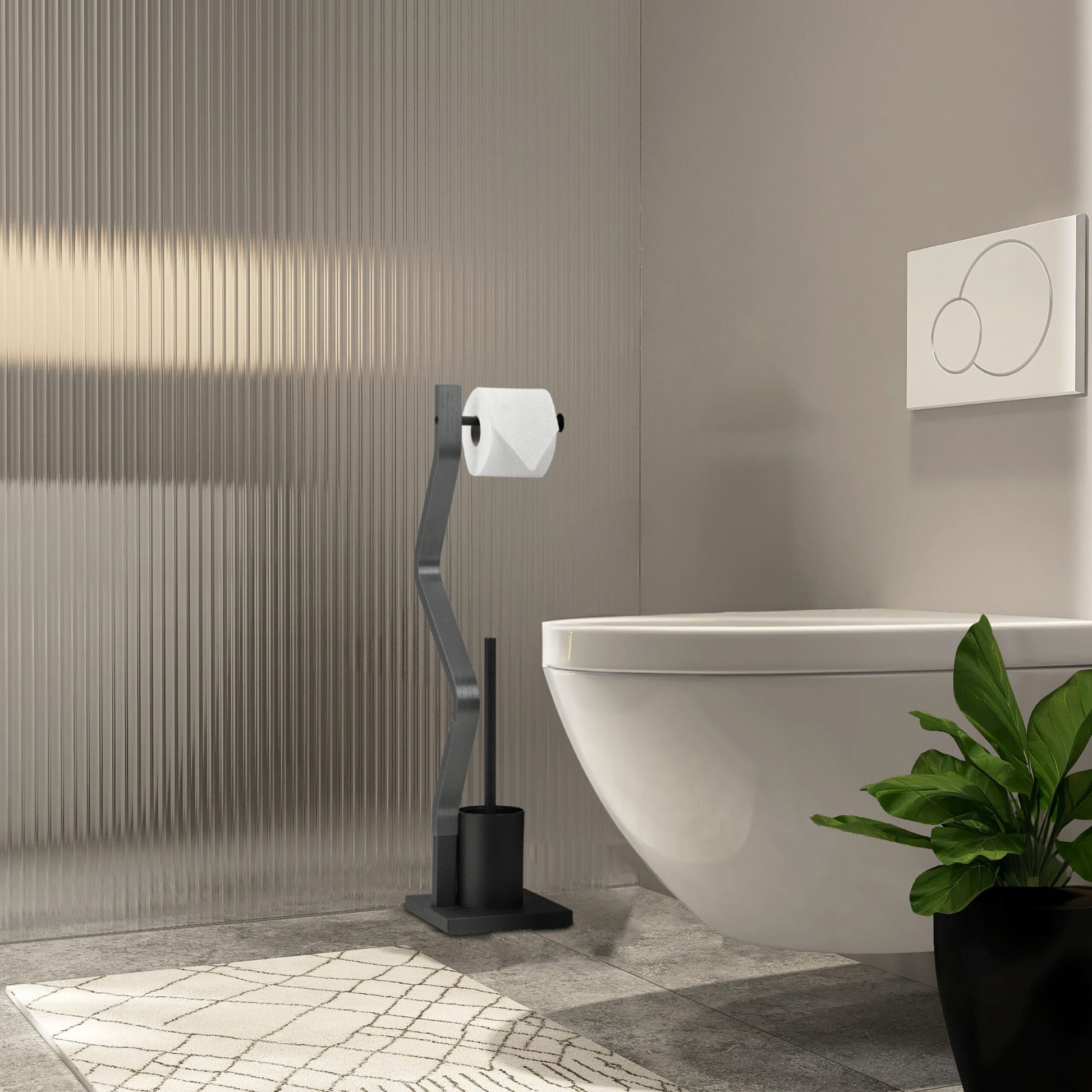 WC Garnitur schwarz/grau Schwarz-Grau von Relaxdays