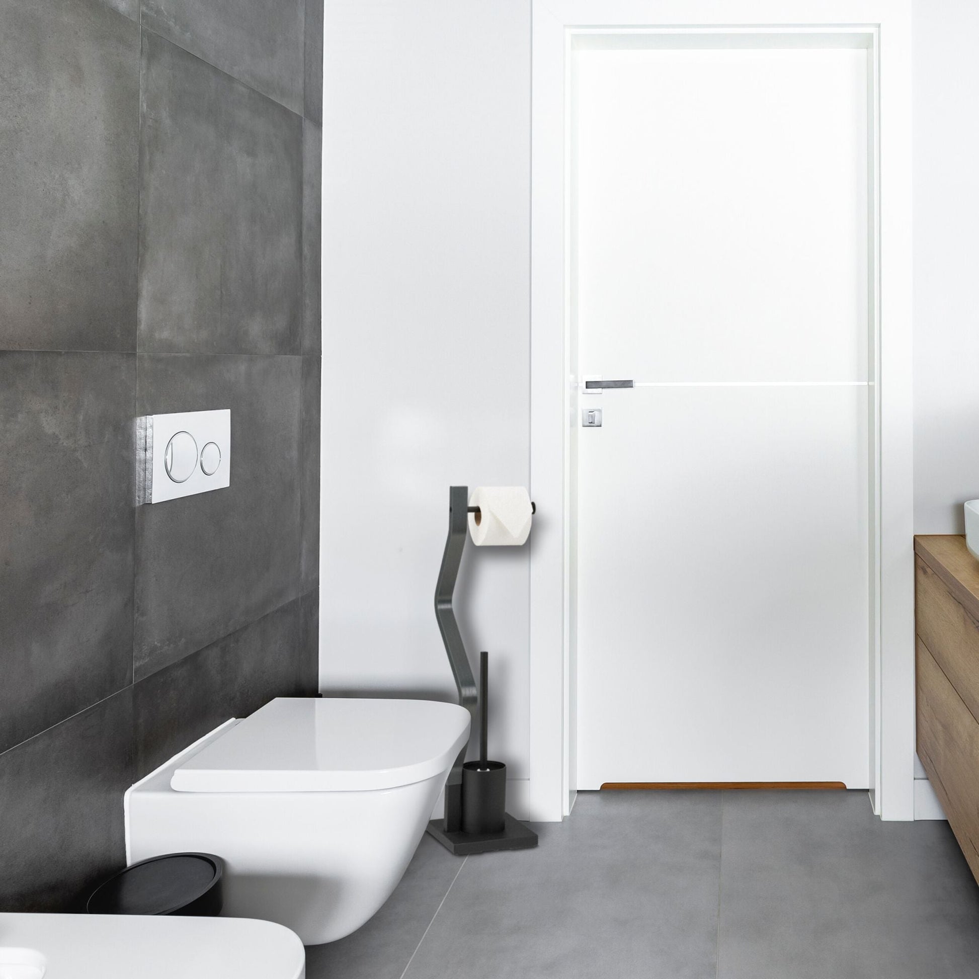 WC Garnitur schwarz/grau Schwarz-Grau von Relaxdays