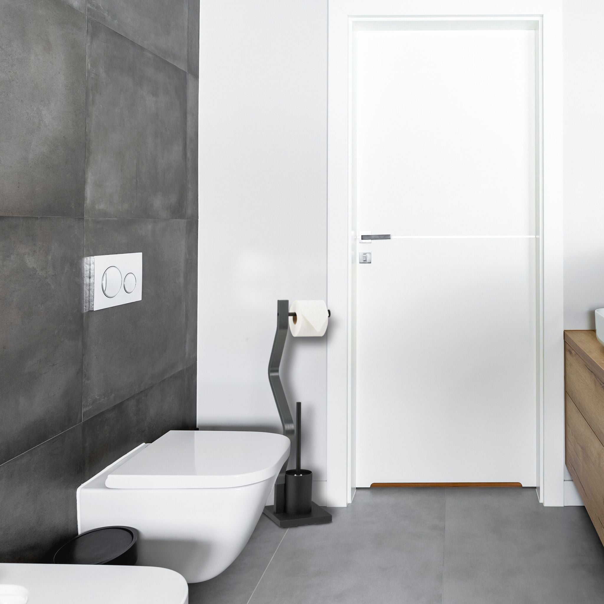 WC Garnitur schwarz/grau Schwarz-Grau von Relaxdays