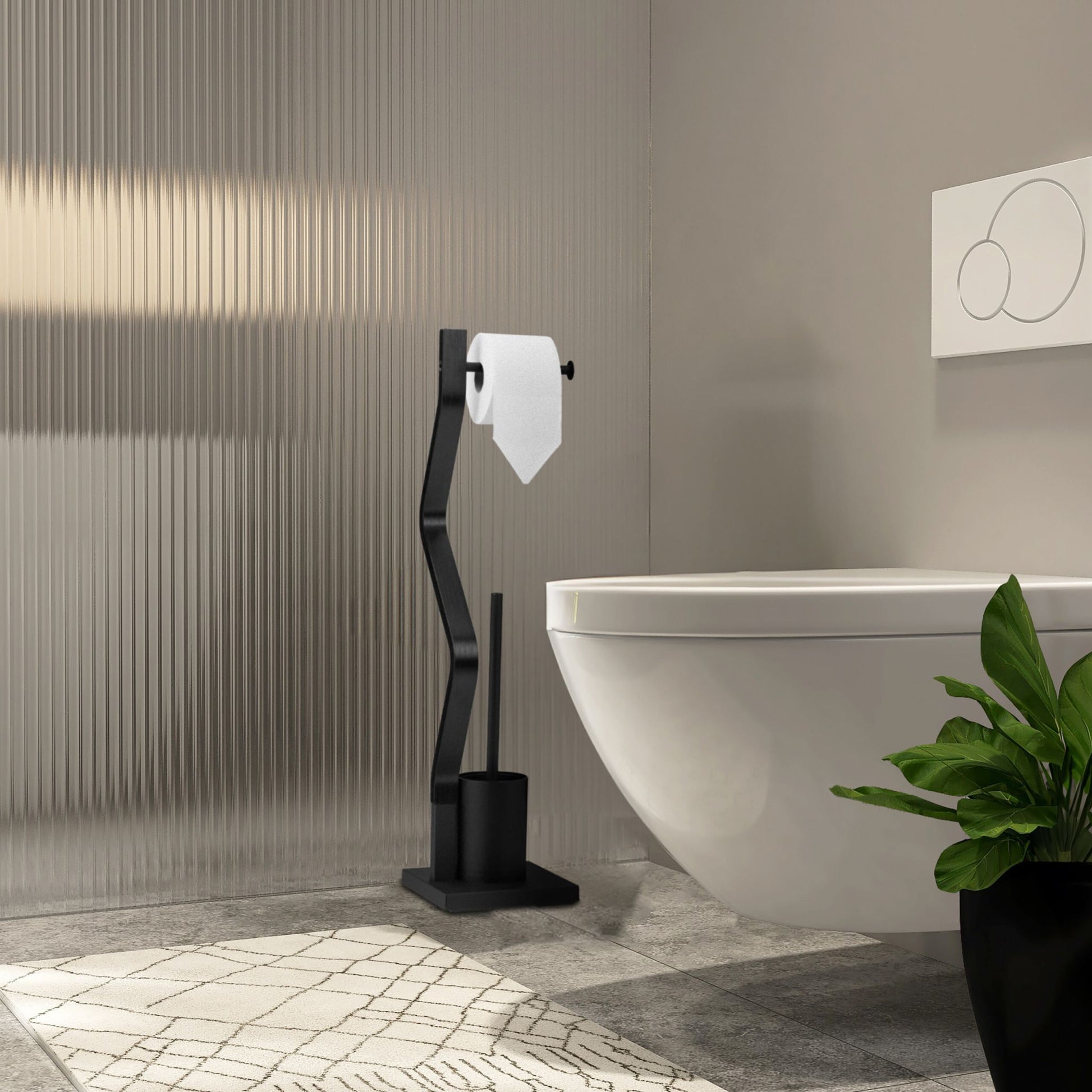 WC Garnitur schwarz Schwarz von Relaxdays
