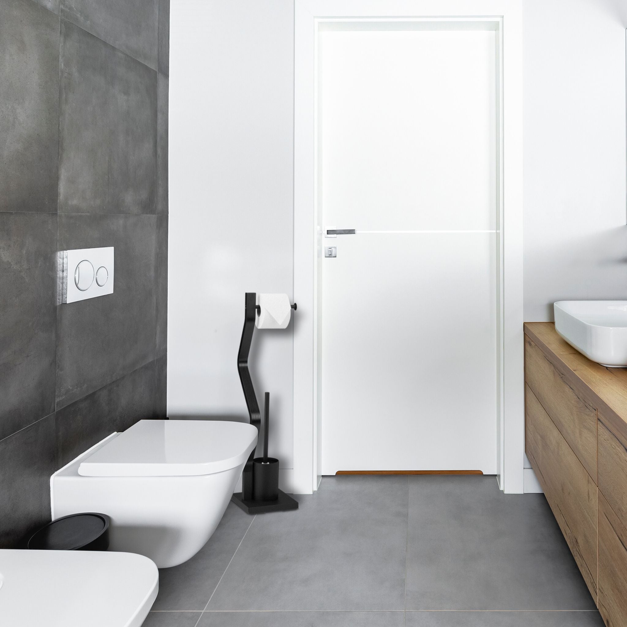 WC Garnitur schwarz Schwarz von Relaxdays