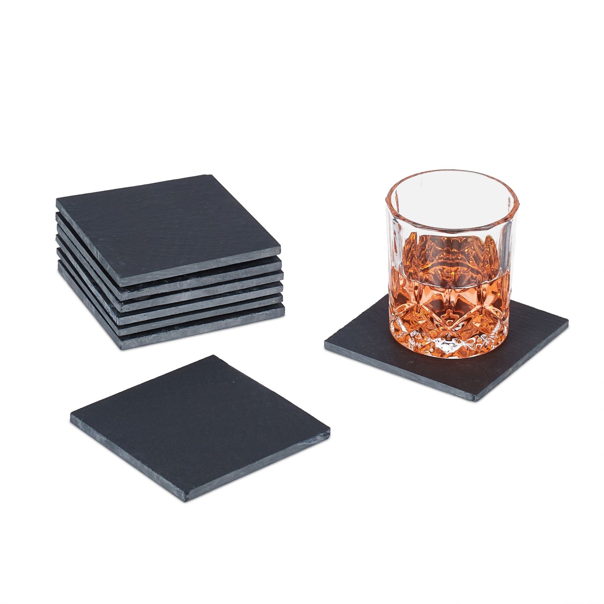 Schiefer Untersetzer 8er-Set Anthrazit-Schwarz von Relaxdays