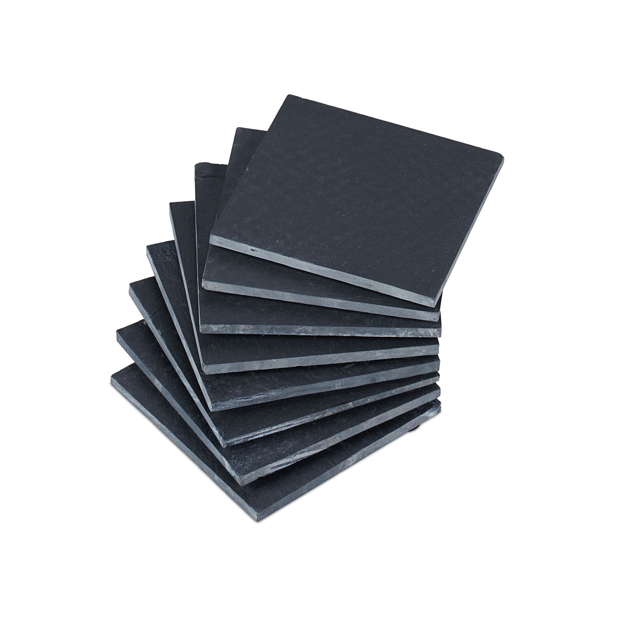 Schiefer Untersetzer 8er-Set Anthrazit-Schwarz von Relaxdays