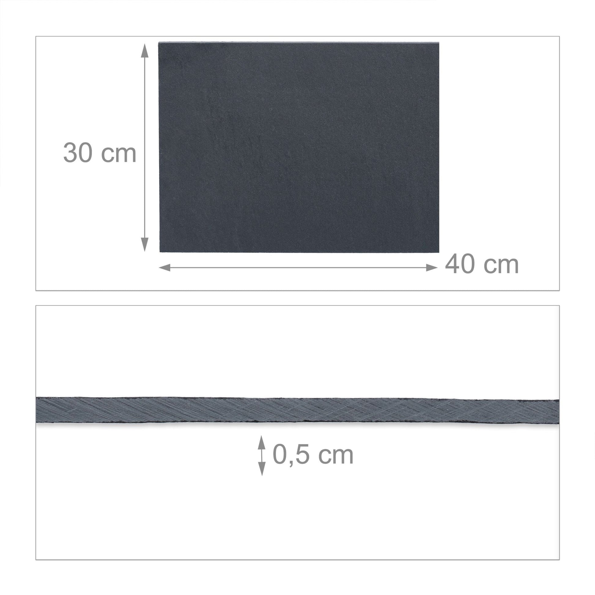 Schieferplatte 40 x 30cm 6er-Set Anthrazit von Relaxdays