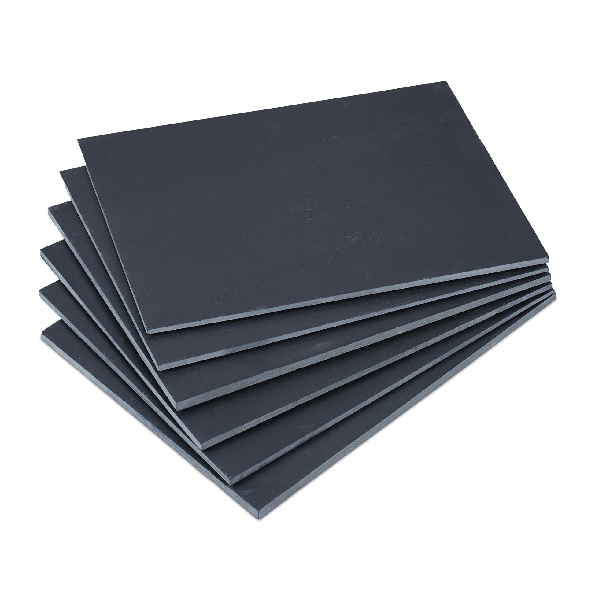 Schieferplatte 40 x 30cm 6er-Set Anthrazit von Relaxdays