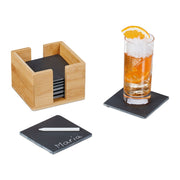 Schiefer Untersetzer 8er-Set Anthrazit-Weiss-Hellbraun von Relaxdays