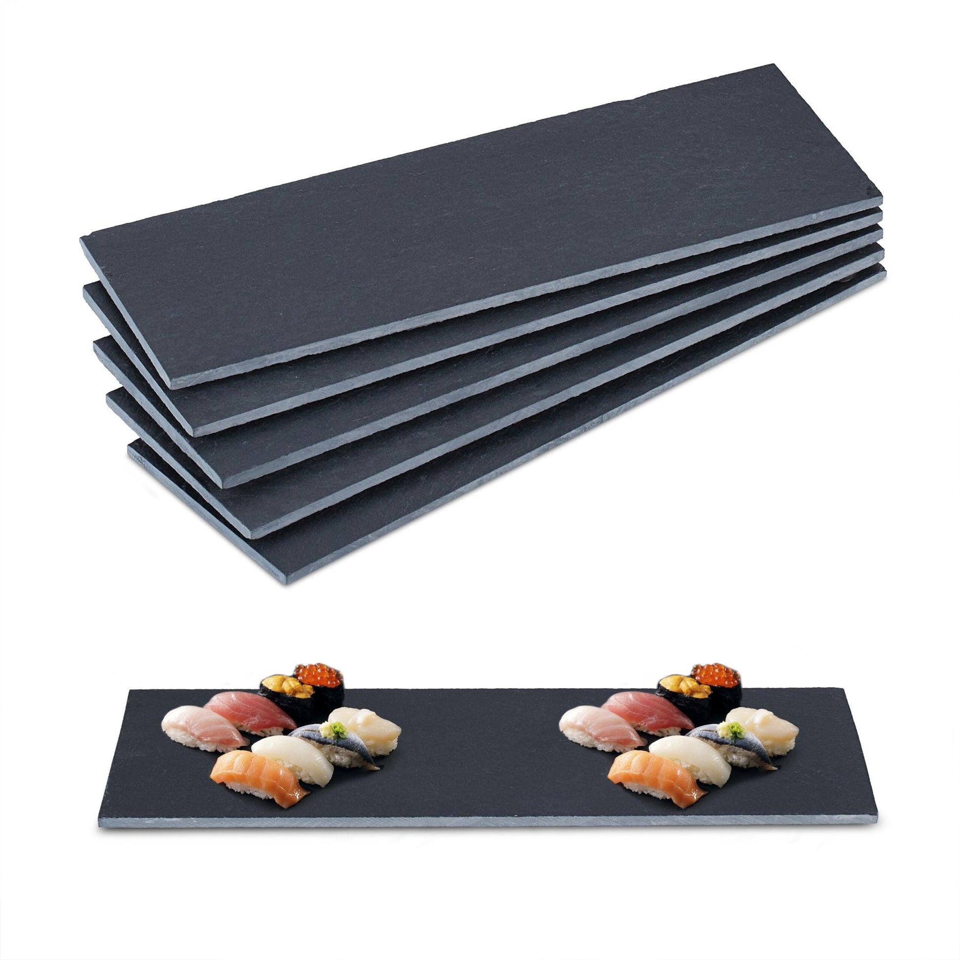 Schieferplatte 30 x 10cm 6er-Set Anthrazit von Relaxdays