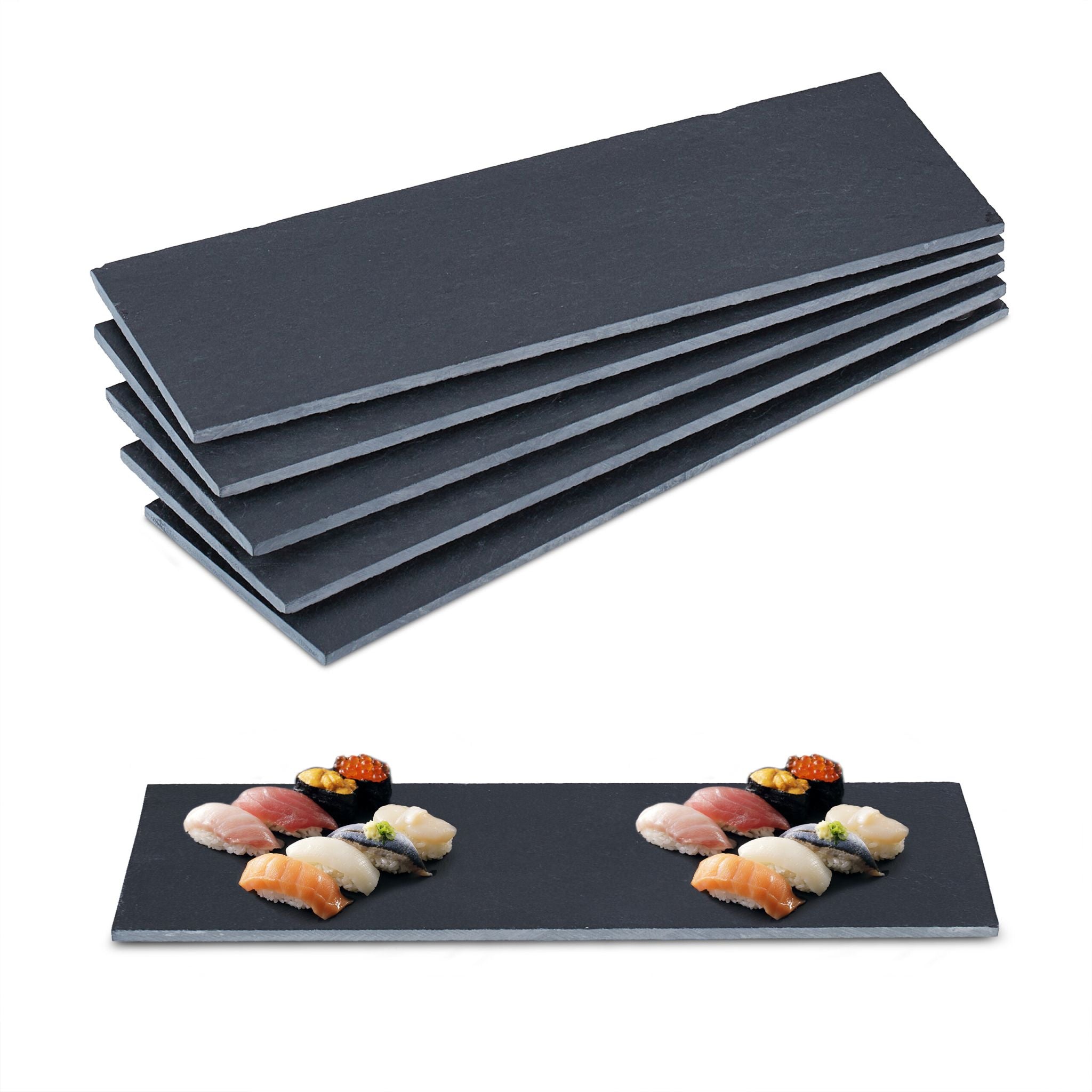 Schieferplatte 30 x 10cm 6er-Set Anthrazit von Relaxdays