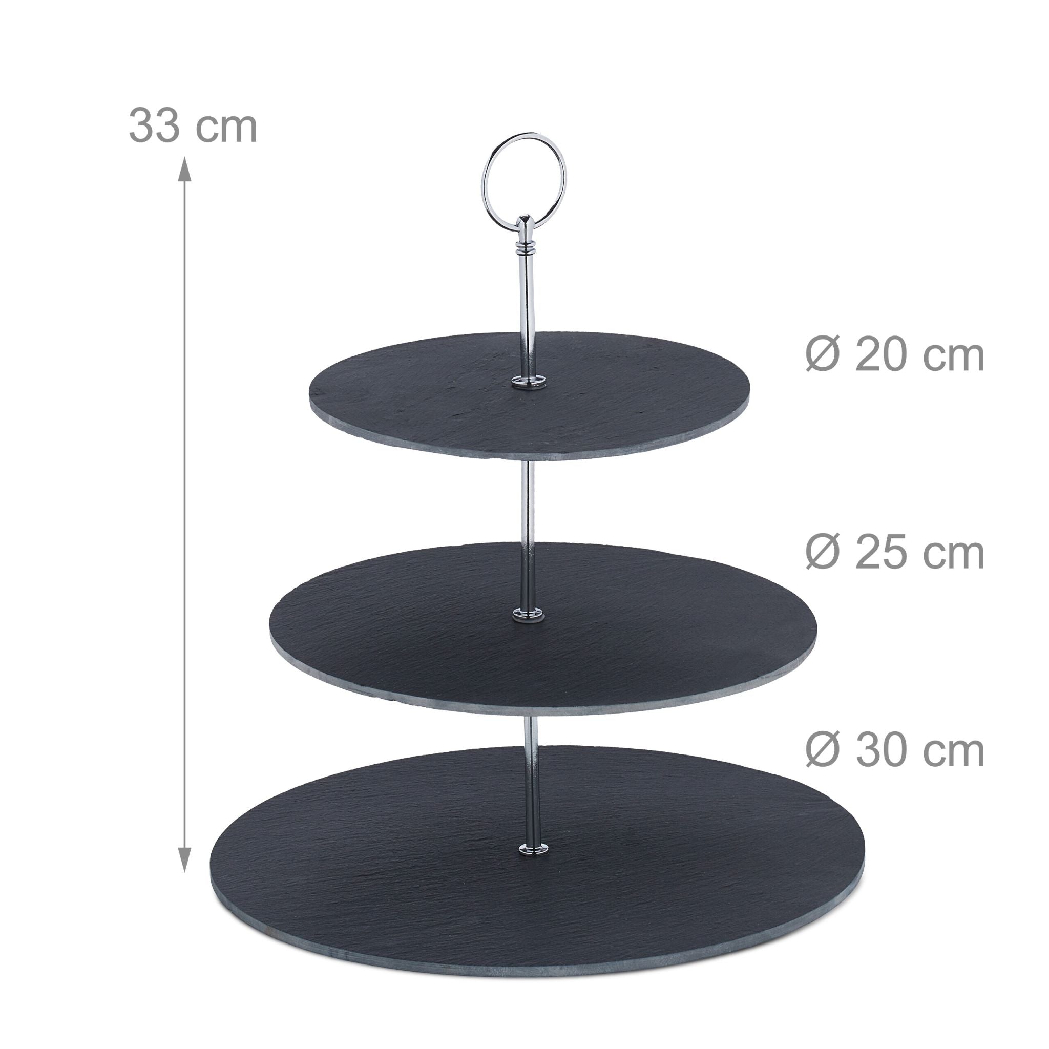 Etagere Schiefer 3 Etagen Anthrazit-Silber von Relaxdays