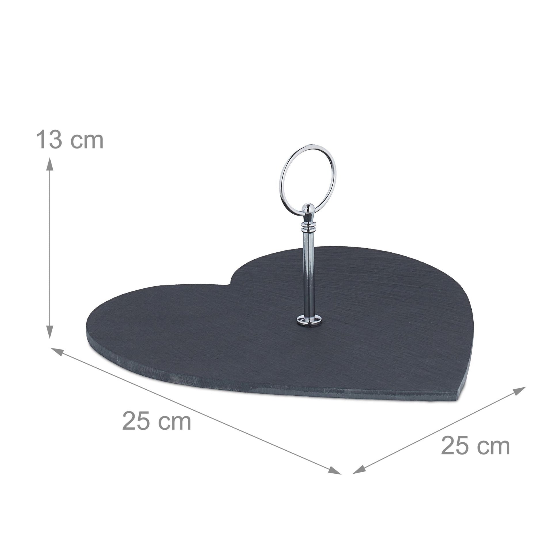 Schieferplatte Herzform 2.0 Schwarz-Silber von Relaxdays