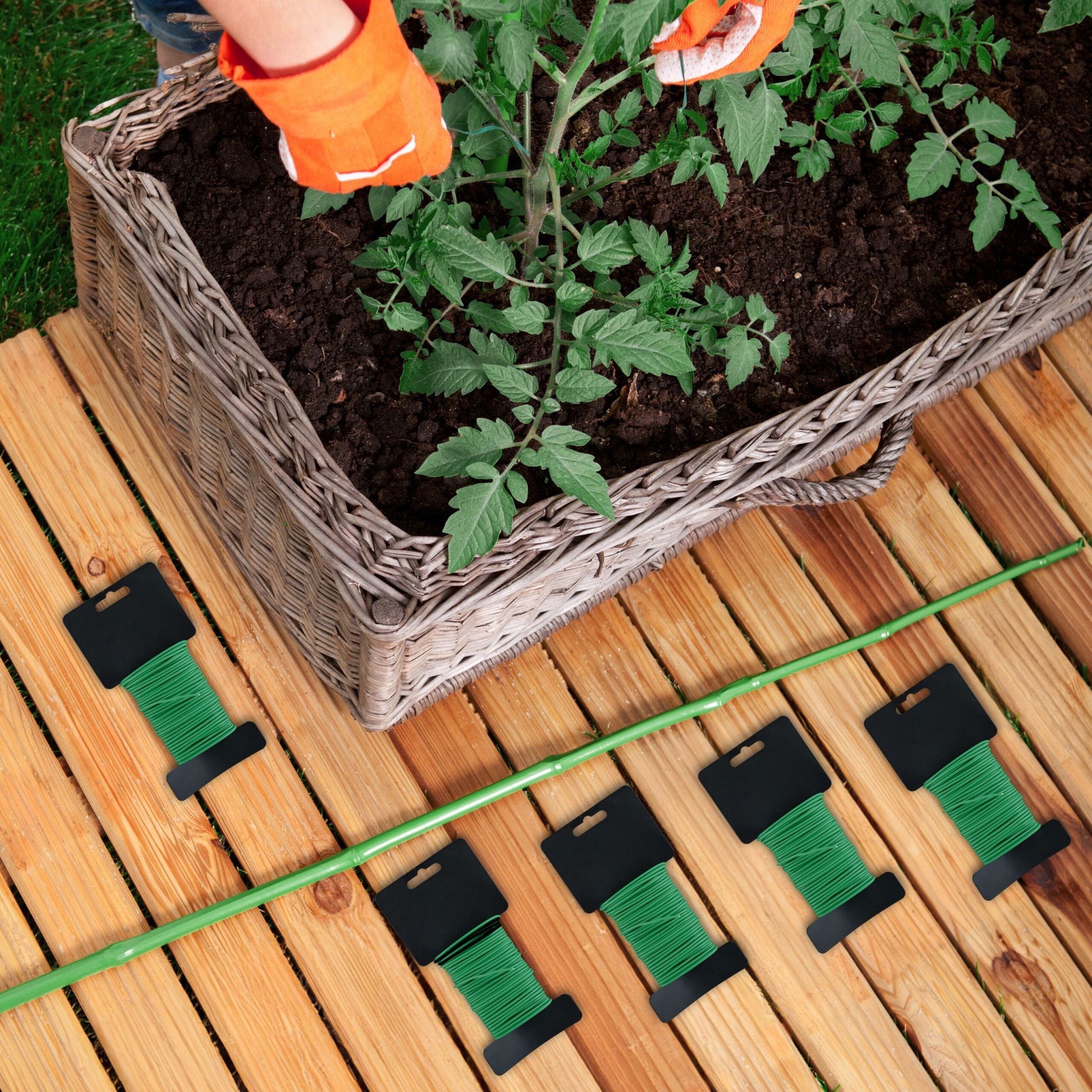 Gartendraht 2,5mm x 10m 10er-Set Grün-Schwarz von Relaxdays