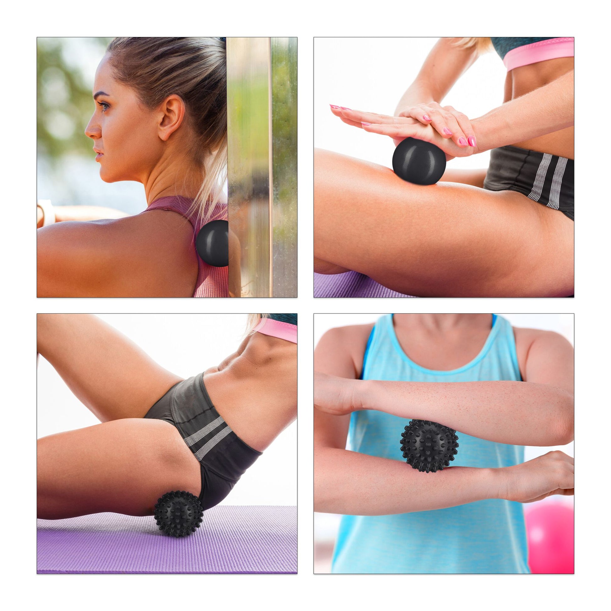 Massageball 4er-Set Schwarz von Relaxdays