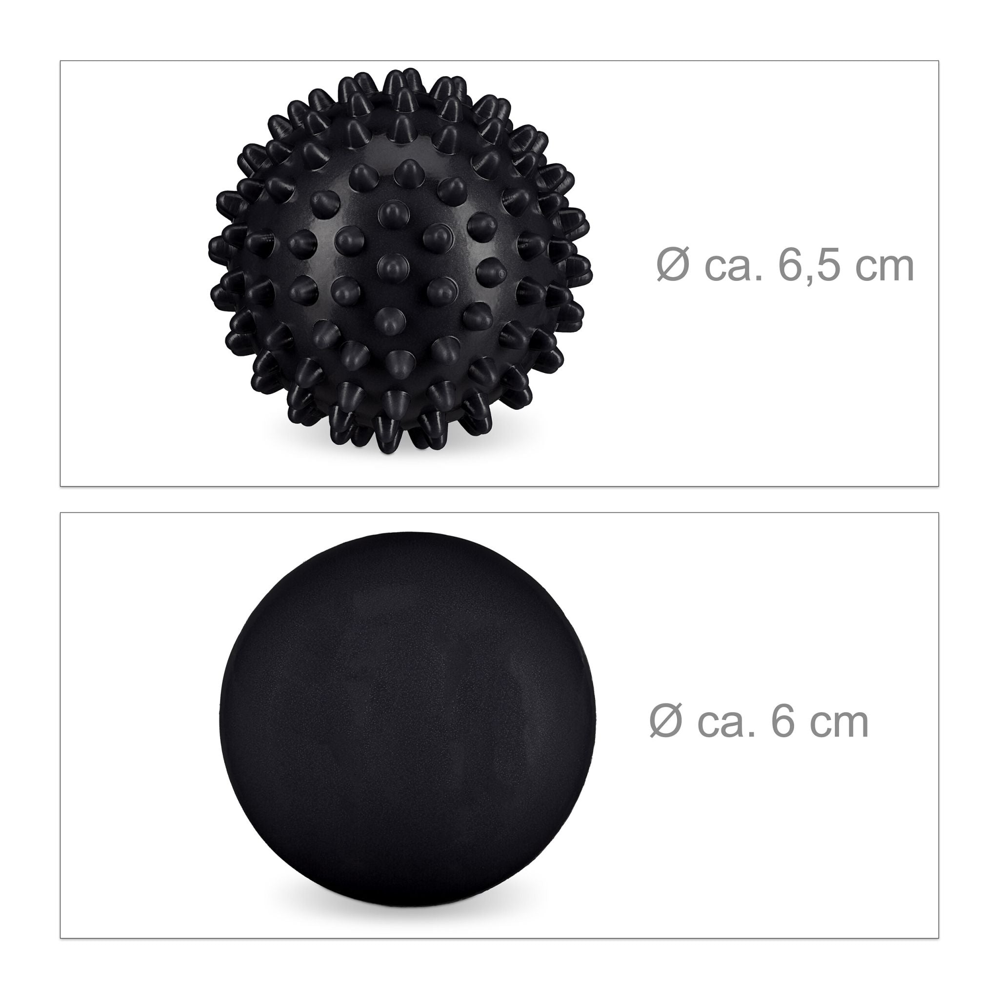 Massageball 4er-Set Schwarz von Relaxdays
