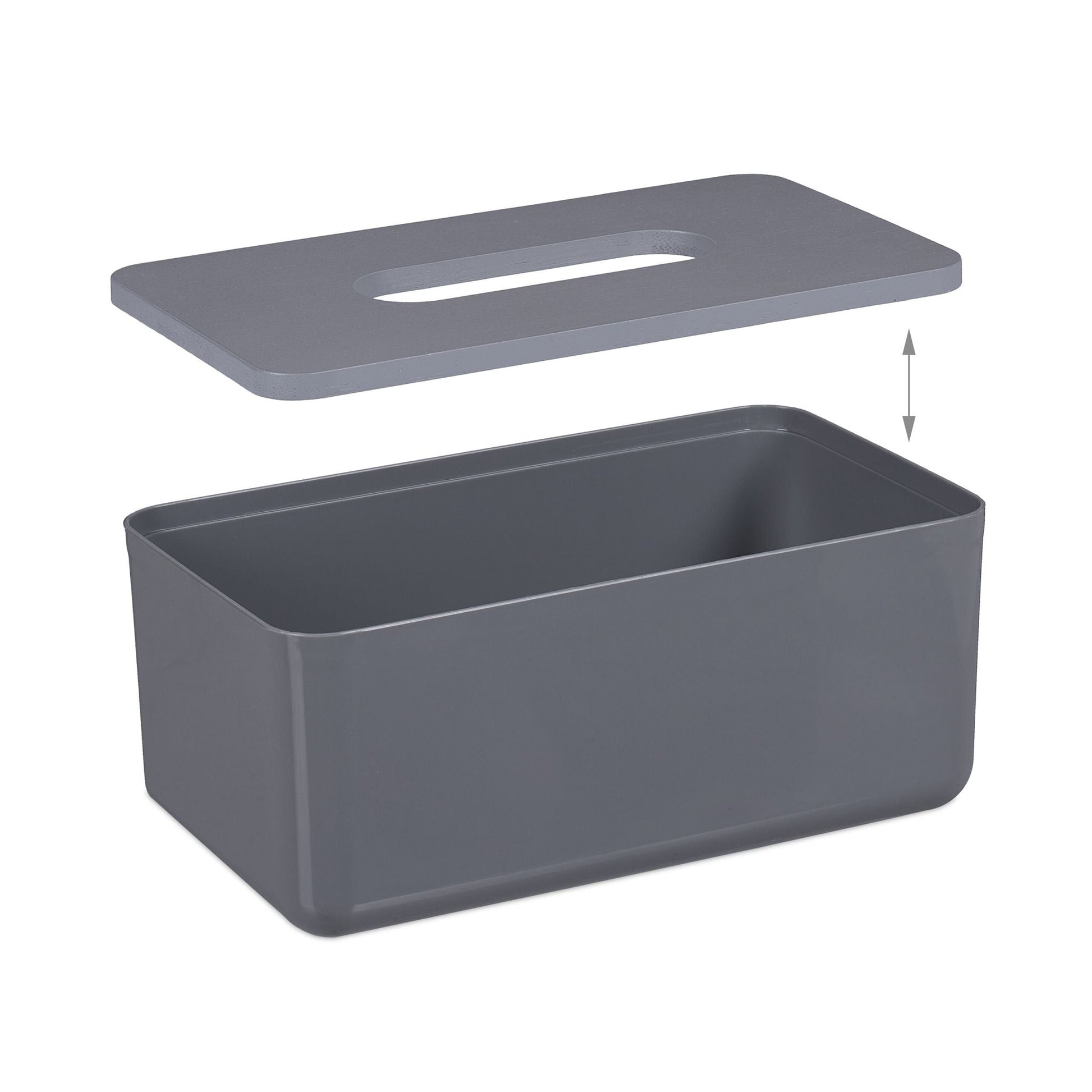 Tücherbox mit Bambusdeckel Grau von Relaxdays