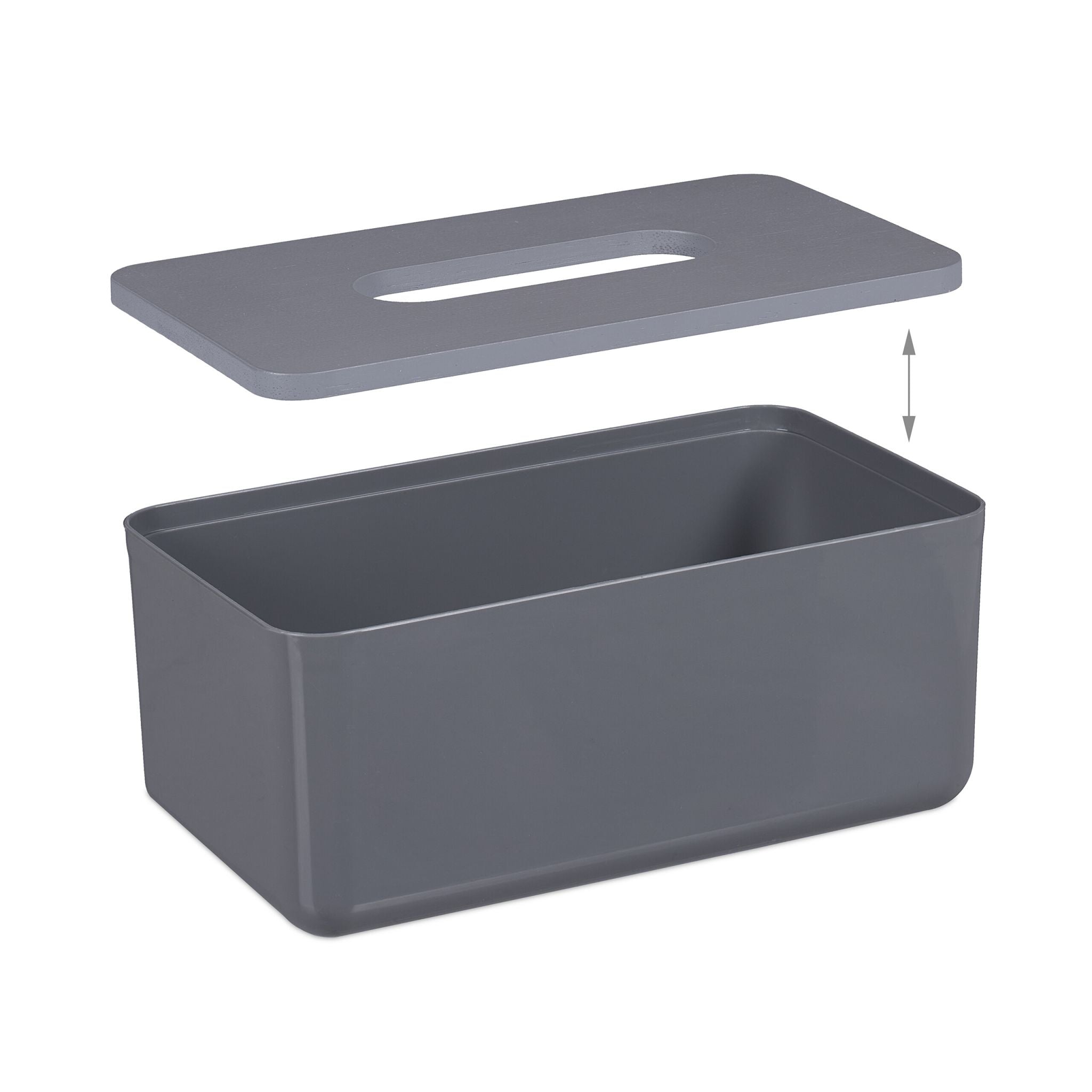 Tücherbox mit Bambusdeckel Grau von Relaxdays
