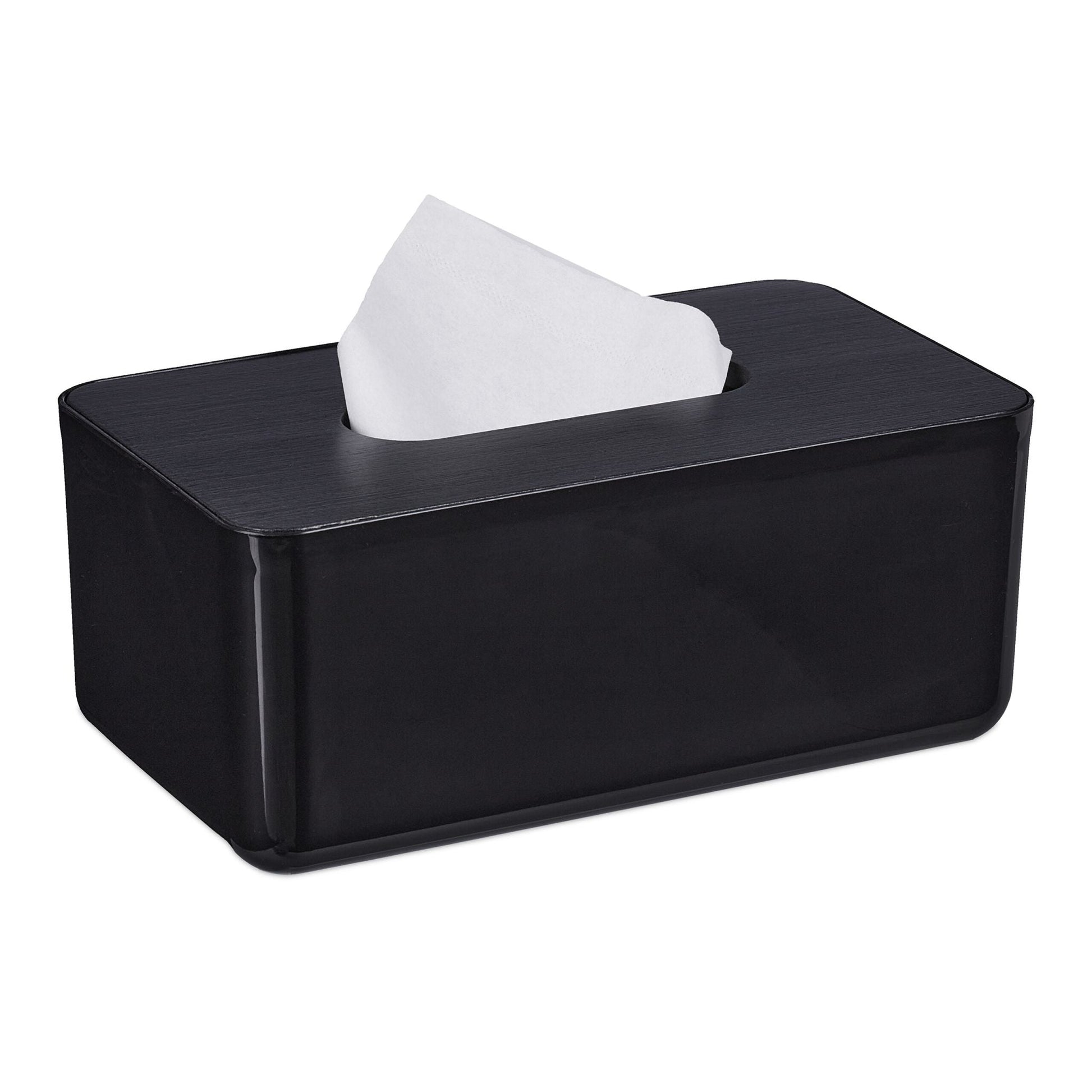Tücherbox mit Bambusdeckel Schwarz von Relaxdays