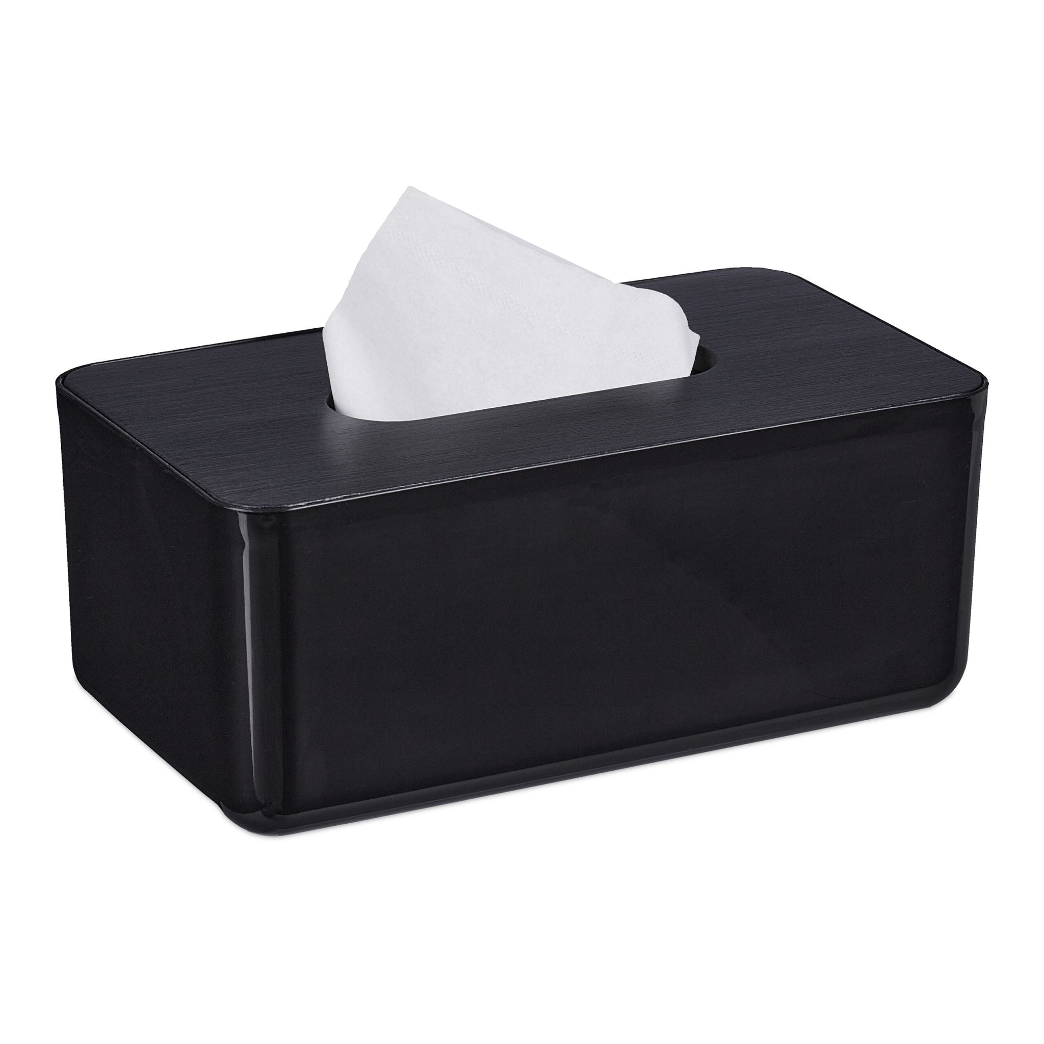 Tücherbox mit Bambusdeckel Schwarz von Relaxdays