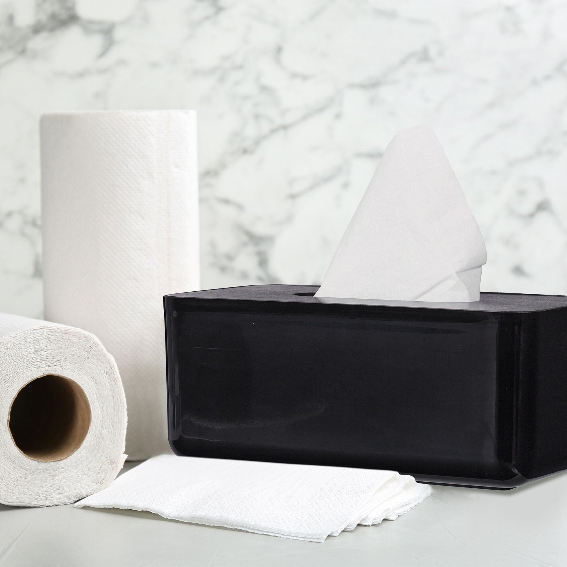 Tücherbox mit Bambusdeckel Schwarz von Relaxdays