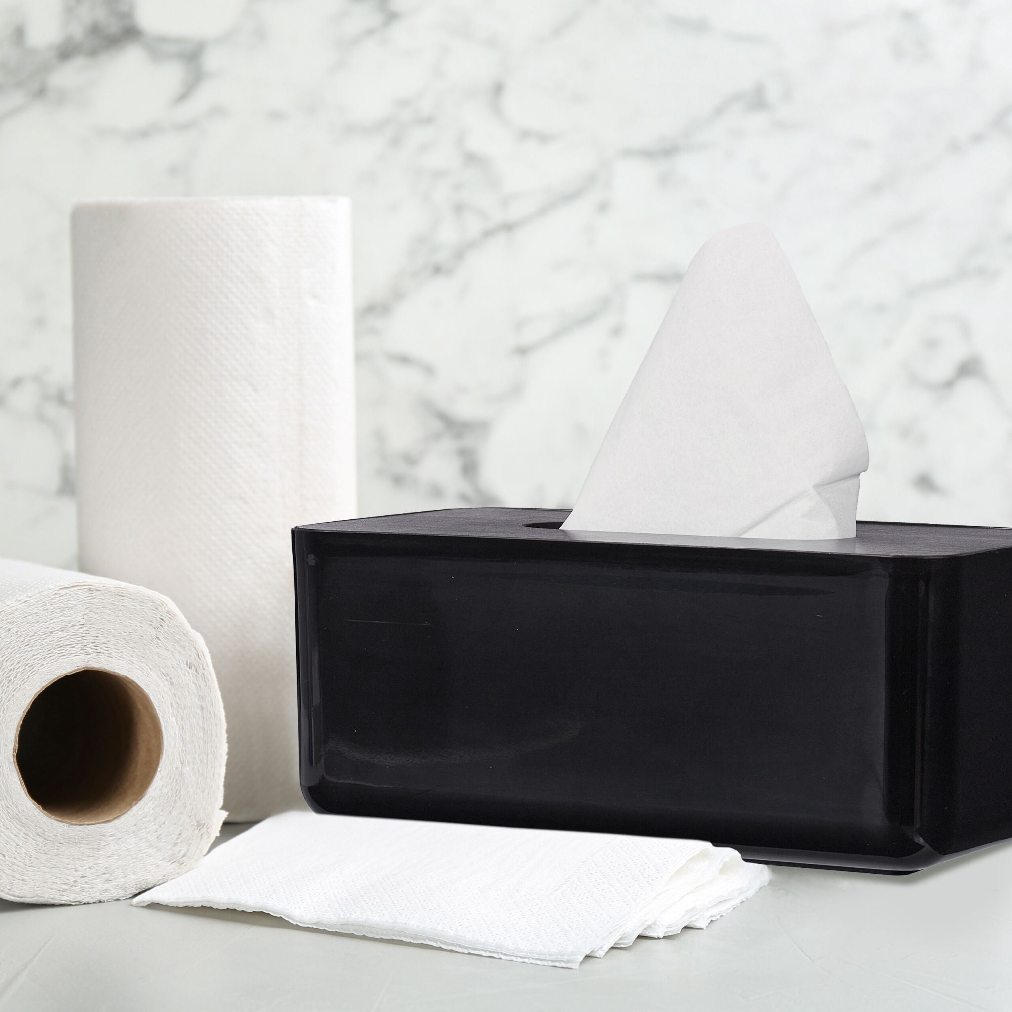 Tücherbox mit Bambusdeckel Schwarz von Relaxdays