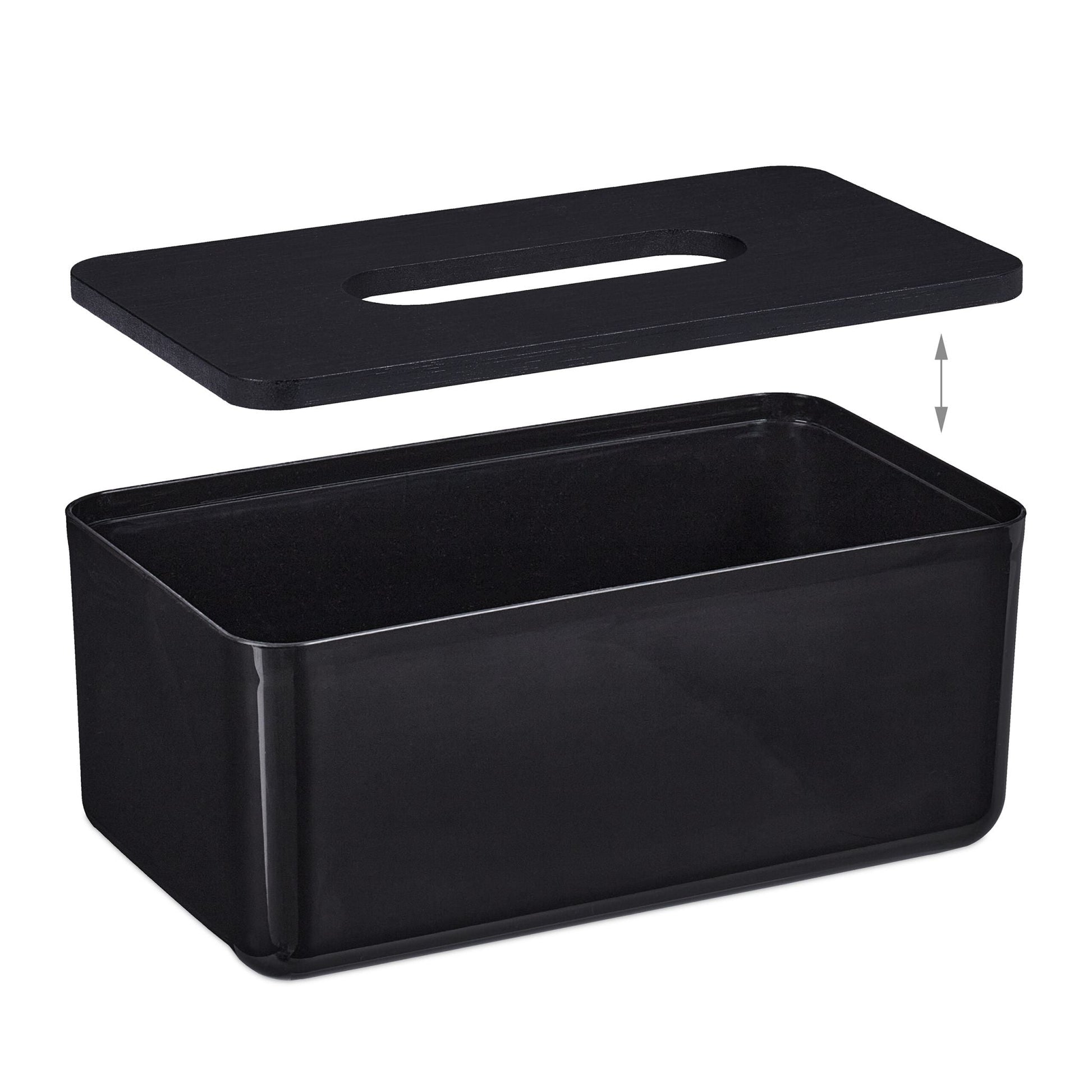 Tücherbox mit Bambusdeckel Schwarz von Relaxdays