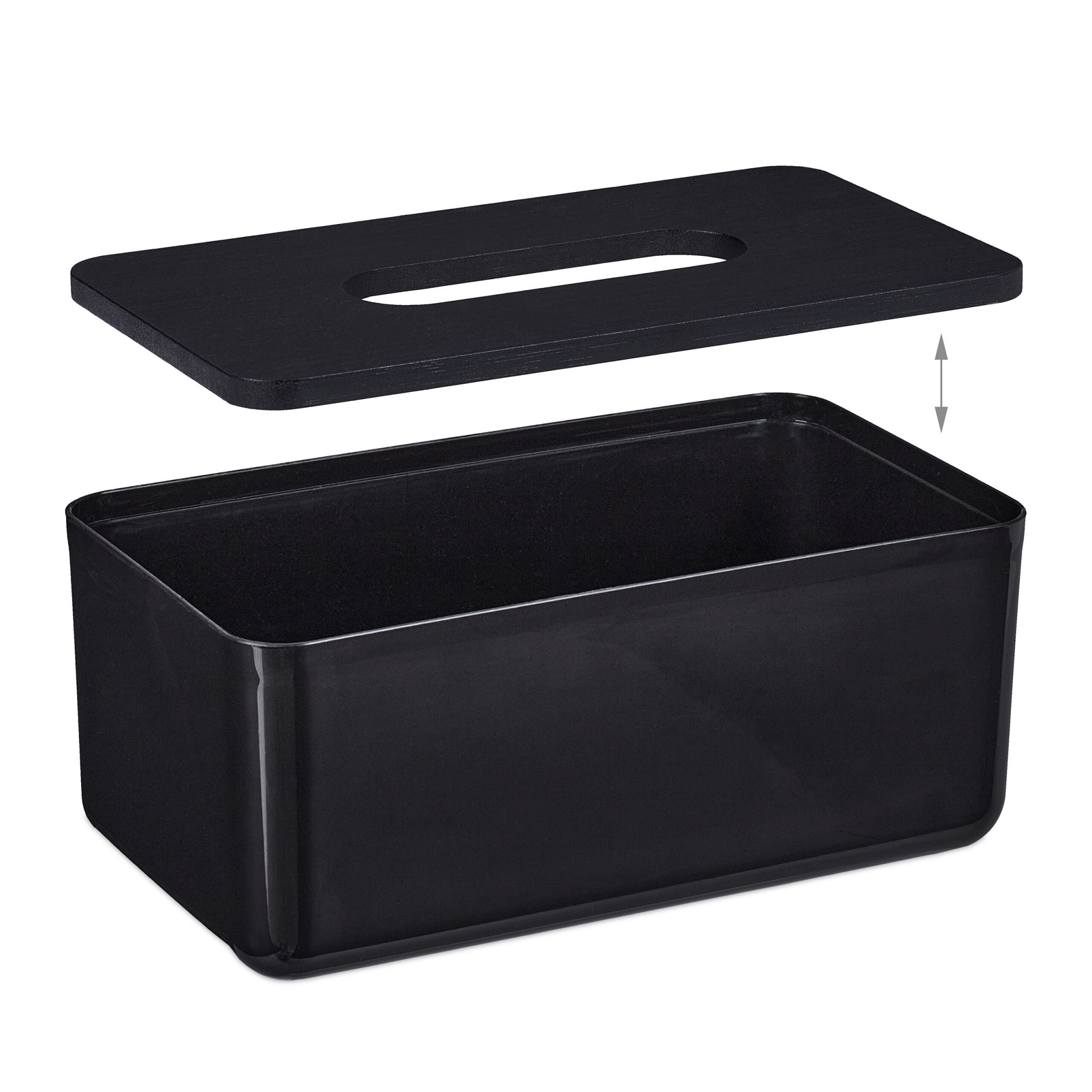 Tücherbox mit Bambusdeckel Schwarz von Relaxdays