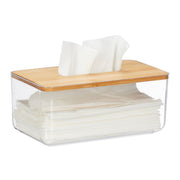 Transparente Tücherbox mit Bambus-Deckel Hellbraun-Transparent von Relaxdays