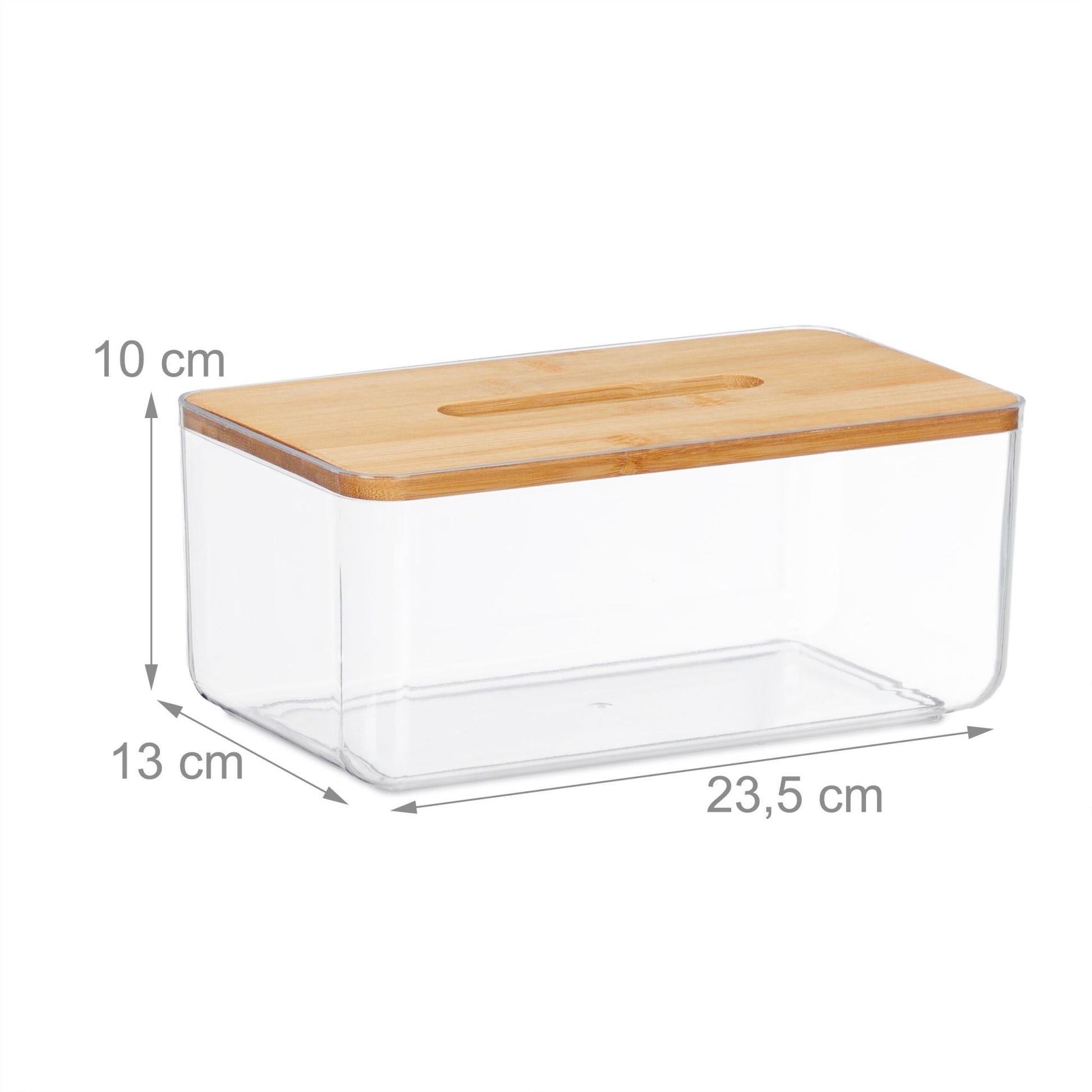 Transparente Tücherbox mit Bambus-Deckel Hellbraun-Transparent von Relaxdays