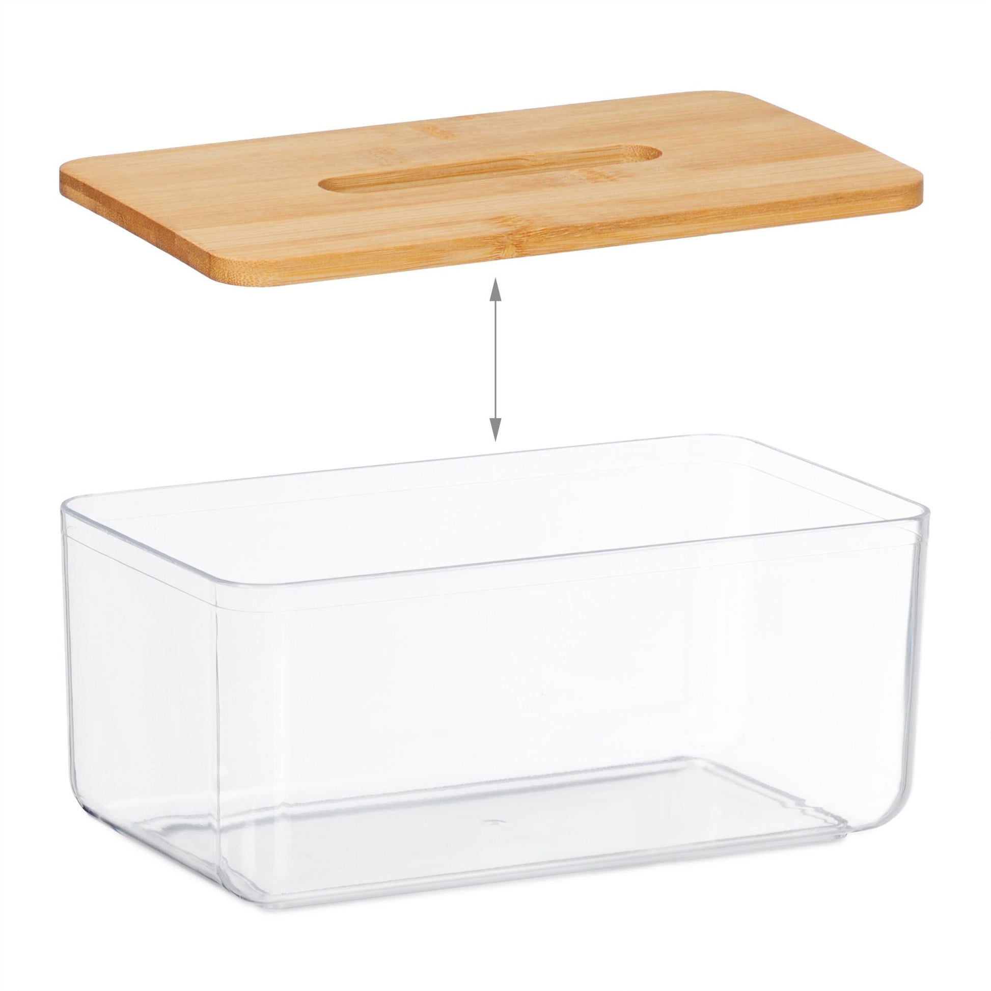 Transparente Tücherbox mit Bambus-Deckel Hellbraun-Transparent von Relaxdays