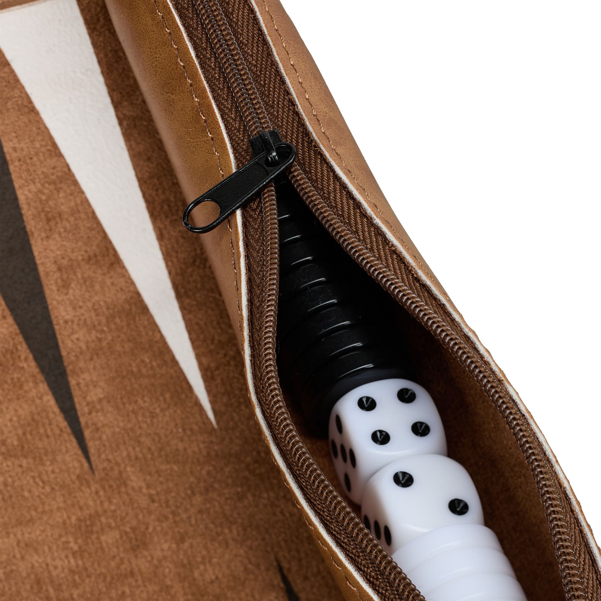 Backgammon zum Aufrollen Weiss-Braun-Schwarz