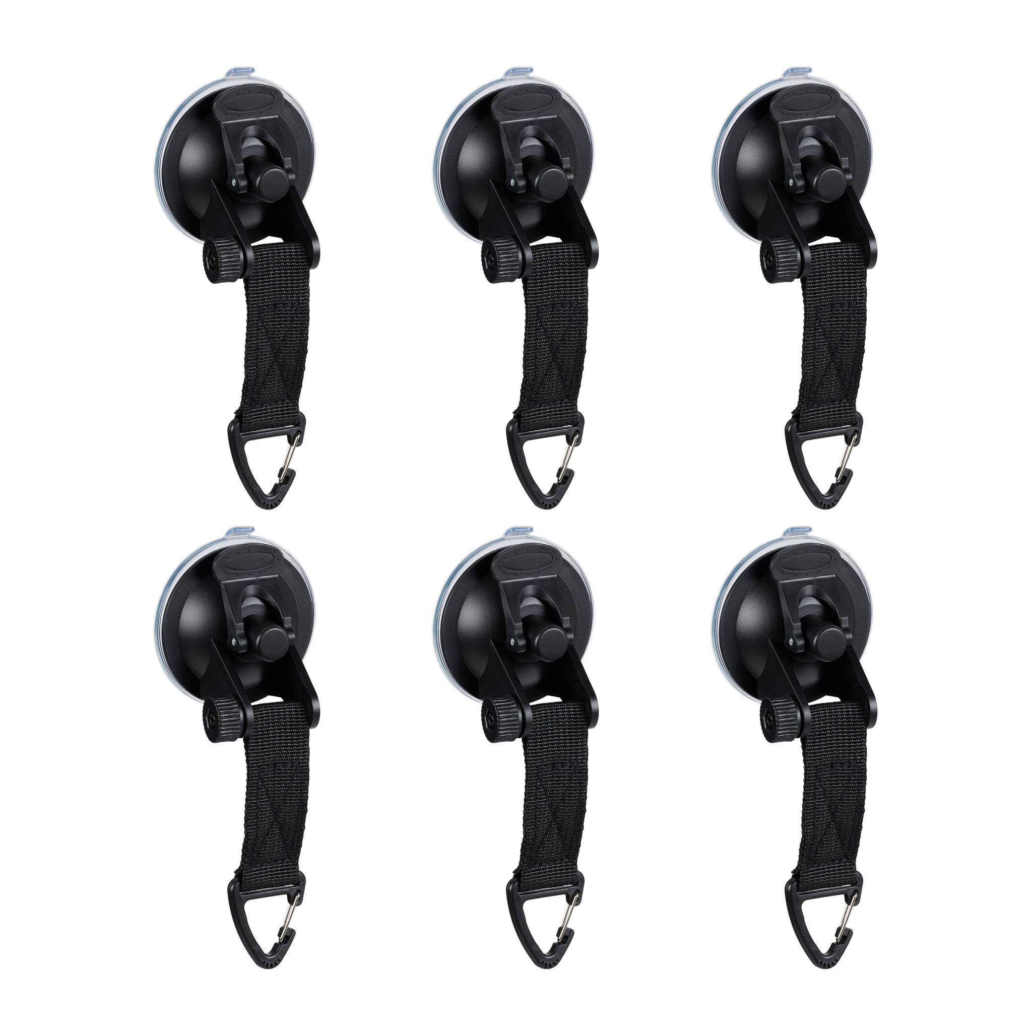 Saugnapf Haken 6er-Set Schwarz-Transparent