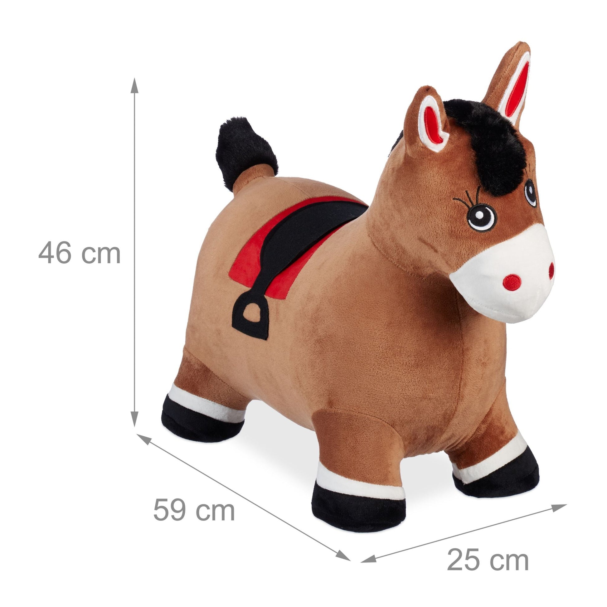 Hüpftier Pferd mit Bezug Braun-Rot-Schwarz von Relaxdays