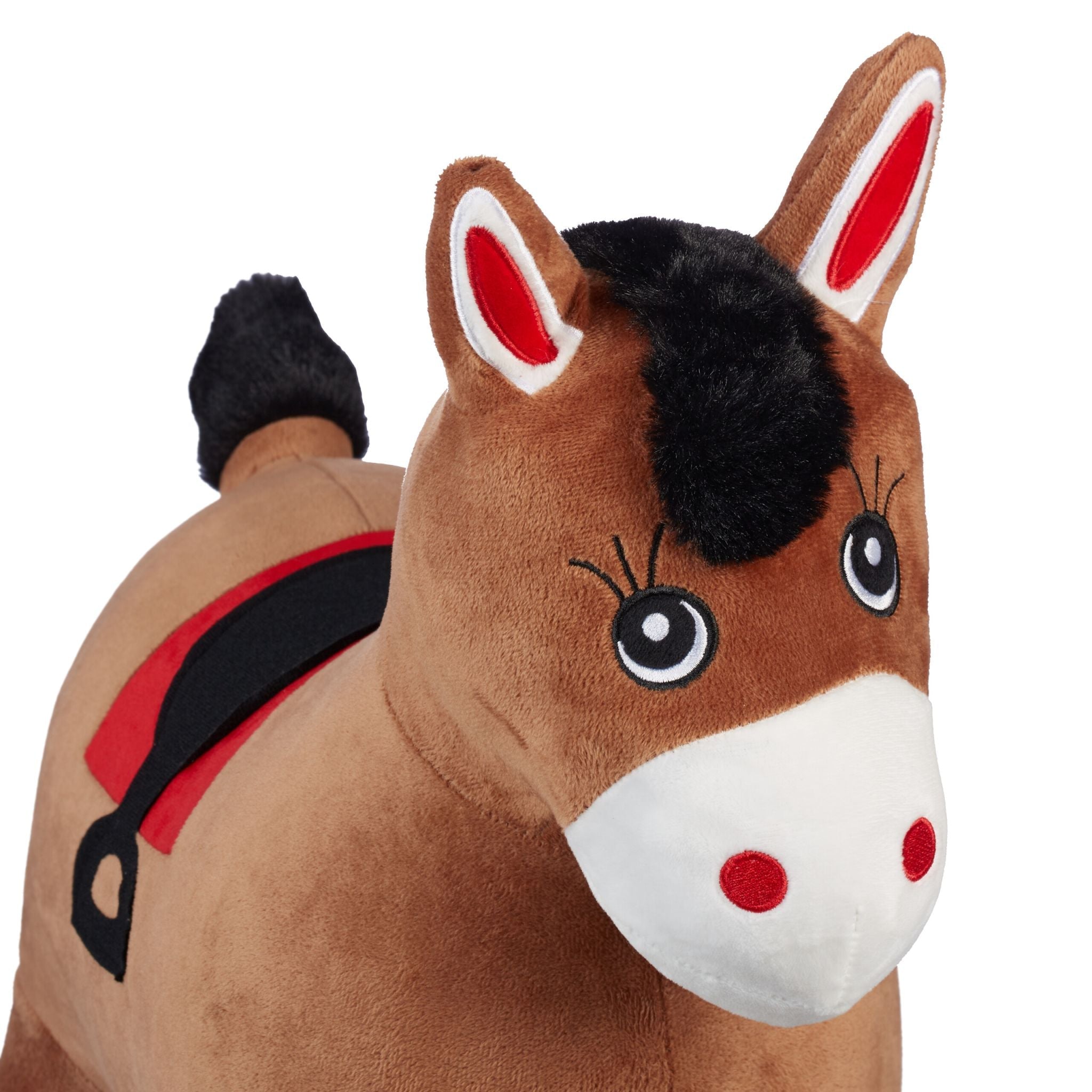 Hüpftier Pferd mit Bezug Braun-Rot-Schwarz von Relaxdays