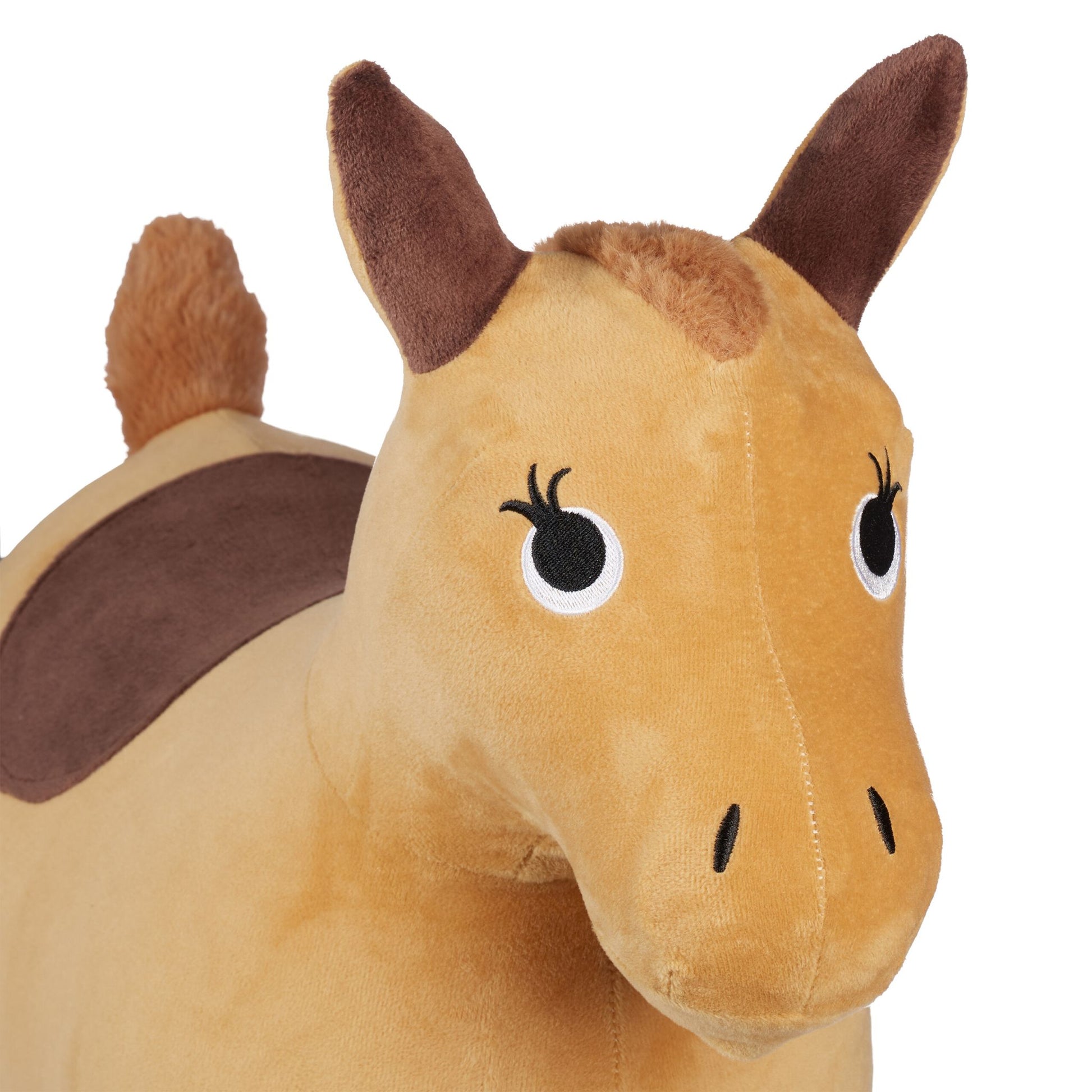 Hüpftier Pferd mit Bezug Braun-Hellbraun-Schwarz von Relaxdays