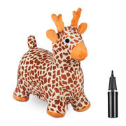 Hüpftier Giraffe mit Bezug Creme-Hellbraun-Orange von Relaxdays