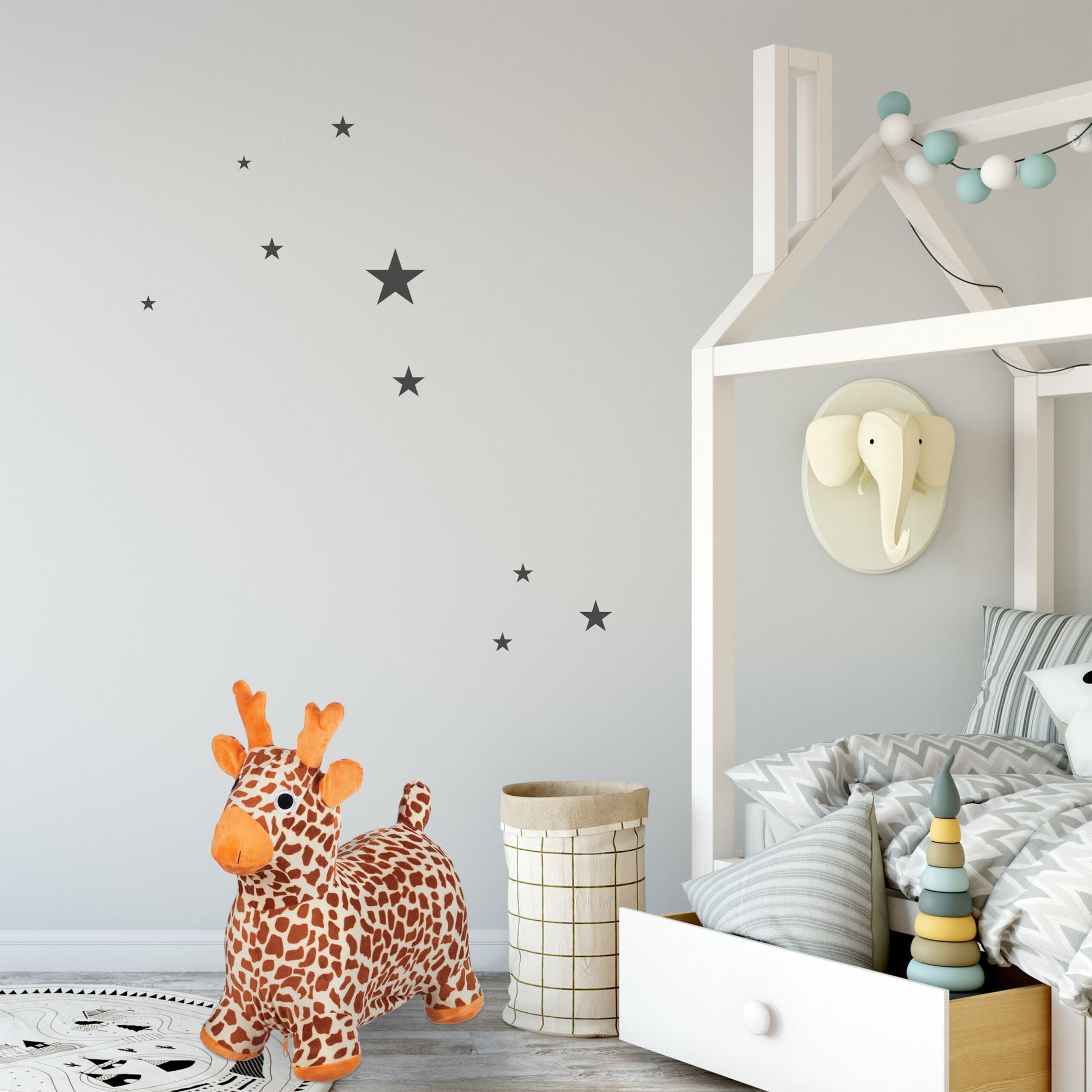 Hüpftier Giraffe mit Bezug Creme-Hellbraun-Orange von Relaxdays