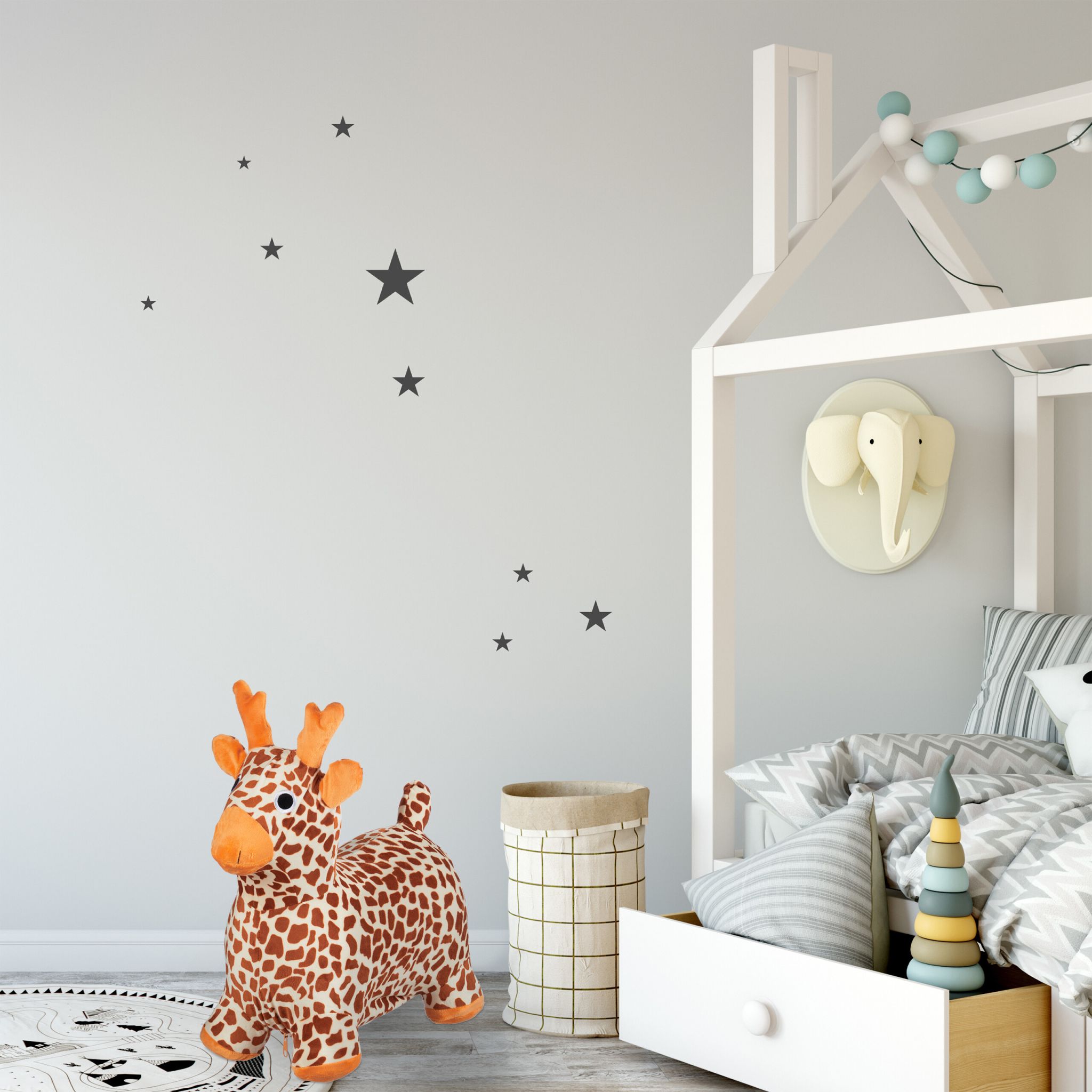Hüpftier Giraffe mit Bezug Creme-Hellbraun-Orange von Relaxdays