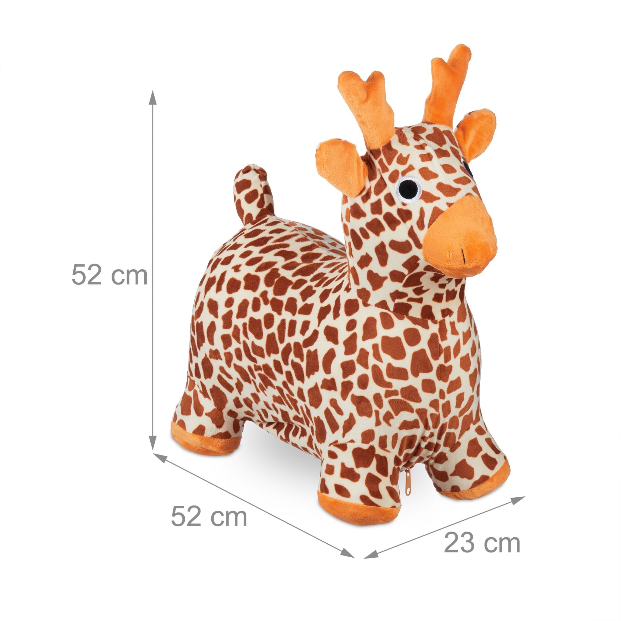 Hüpftier Giraffe mit Bezug Creme-Hellbraun-Orange von Relaxdays