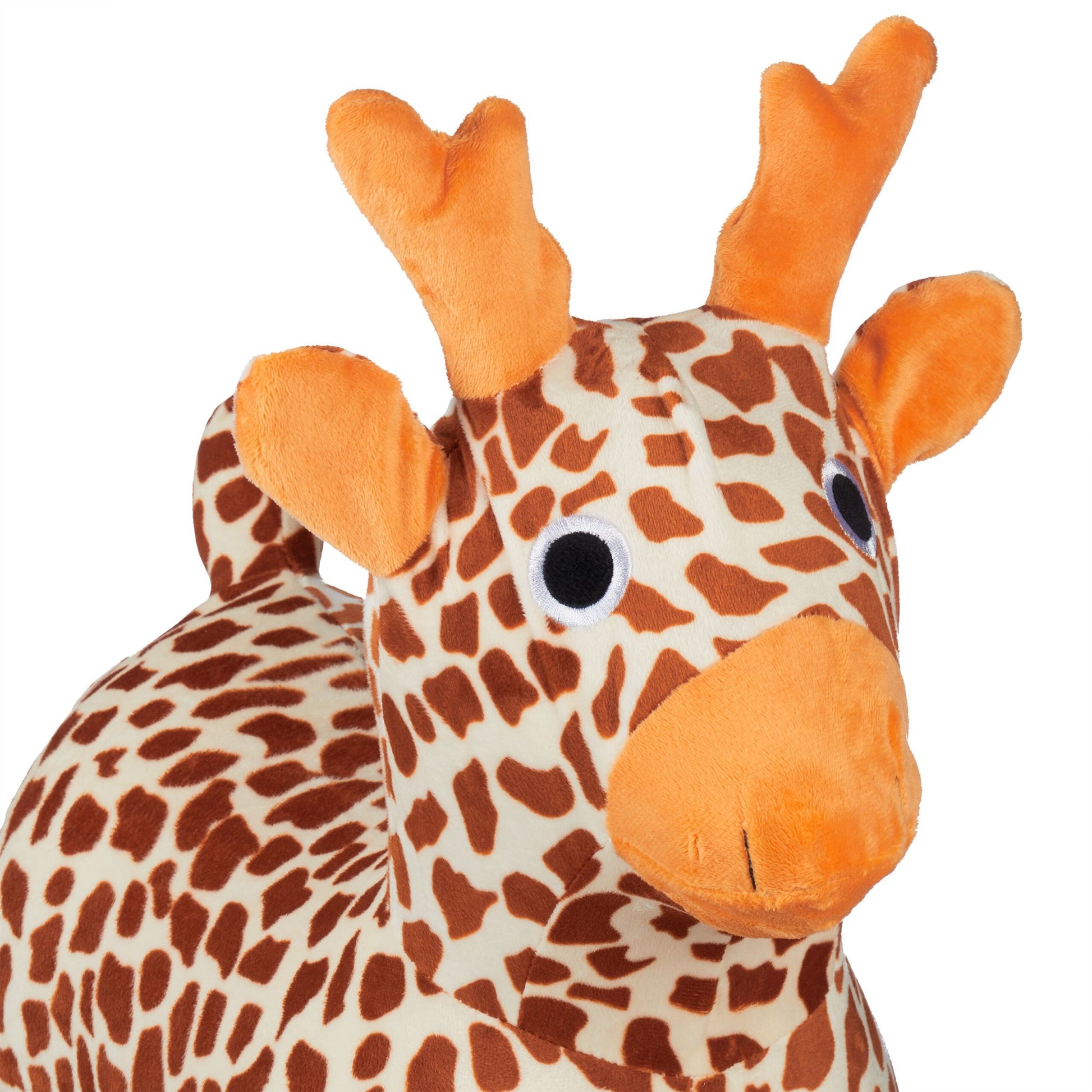 Hüpftier Giraffe mit Bezug Creme-Hellbraun-Orange von Relaxdays