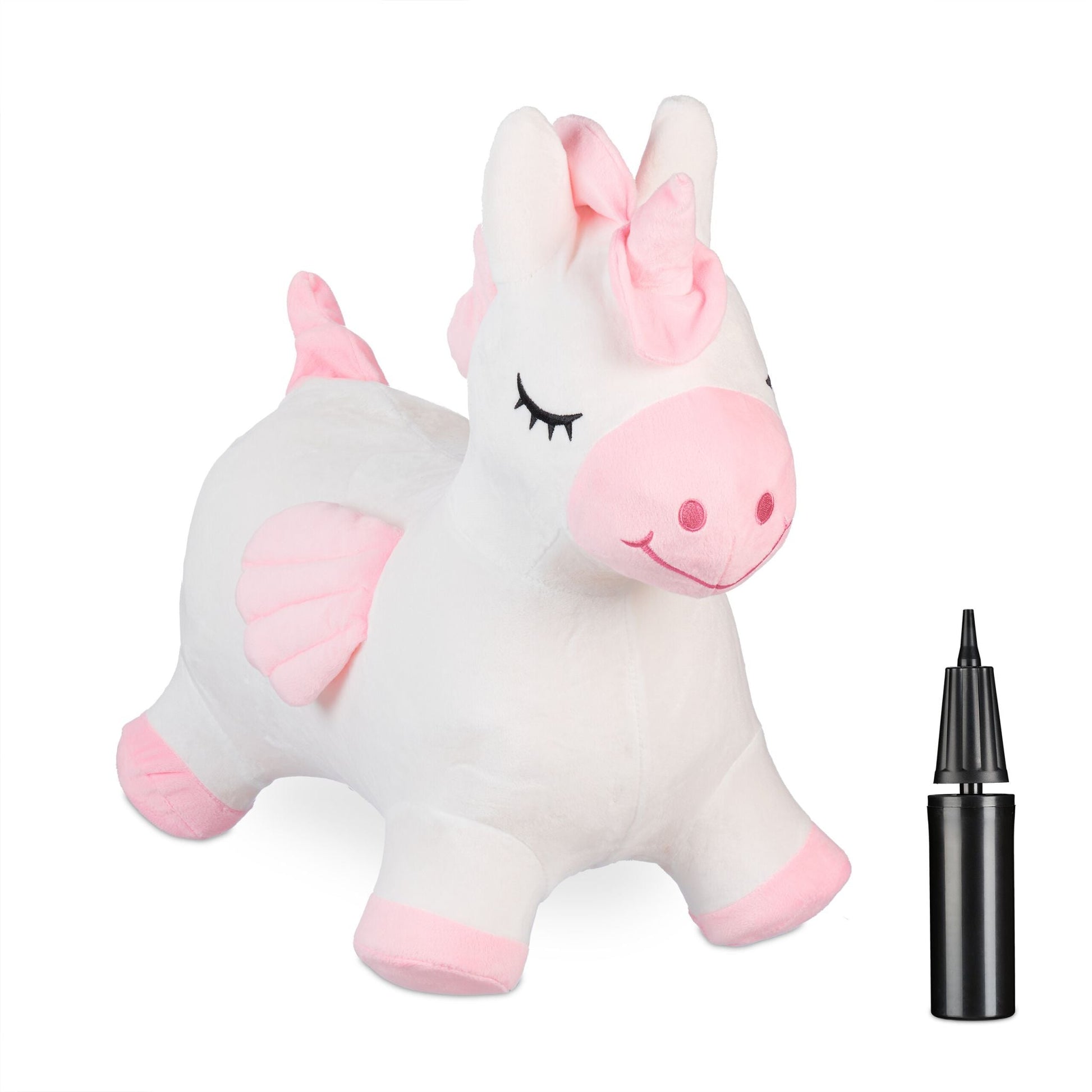 Hüpftier Einhorn mit Bezug Weiss-Rosa von Relaxdays