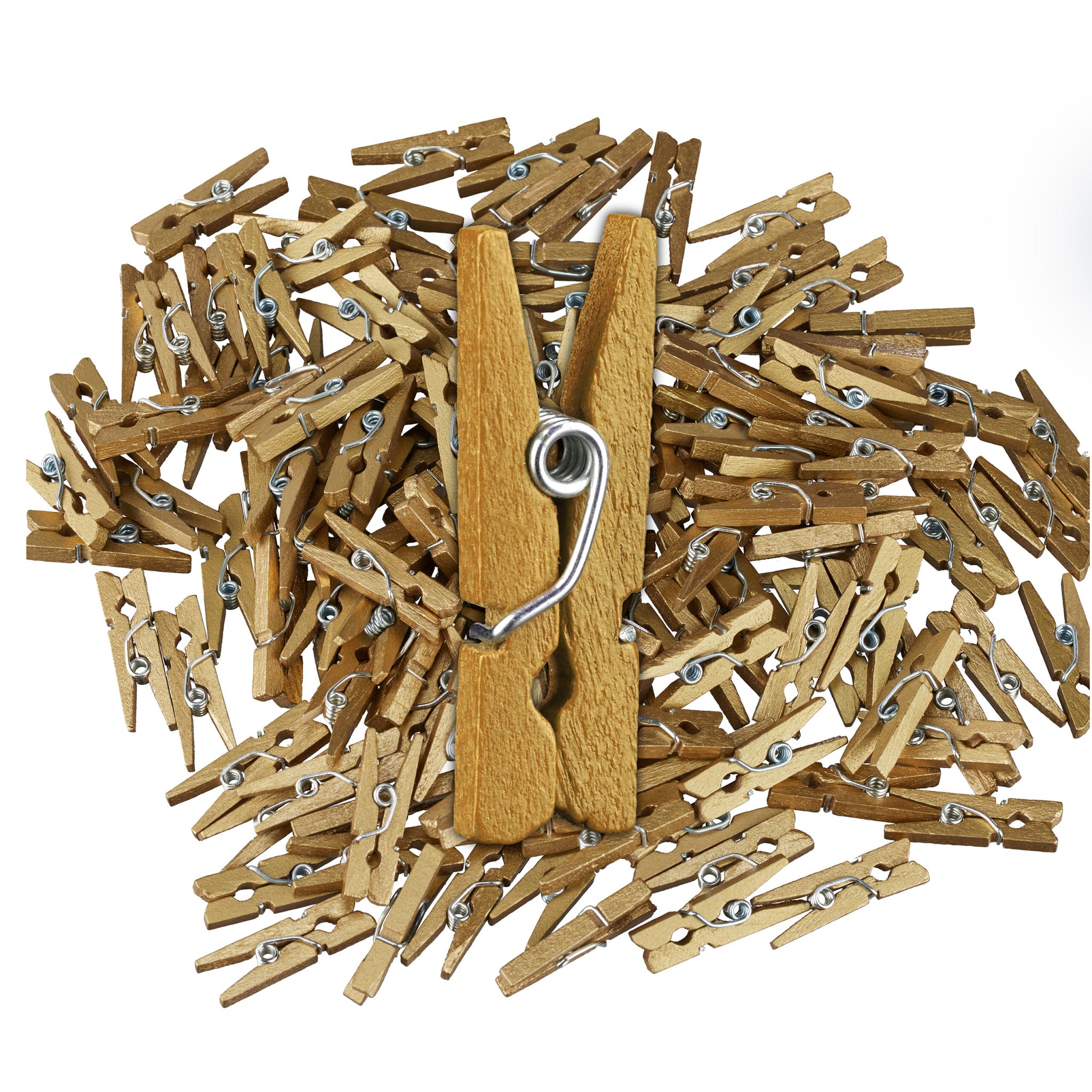 Mini Holzklammern 400er-Set Gold von Relaxdays
